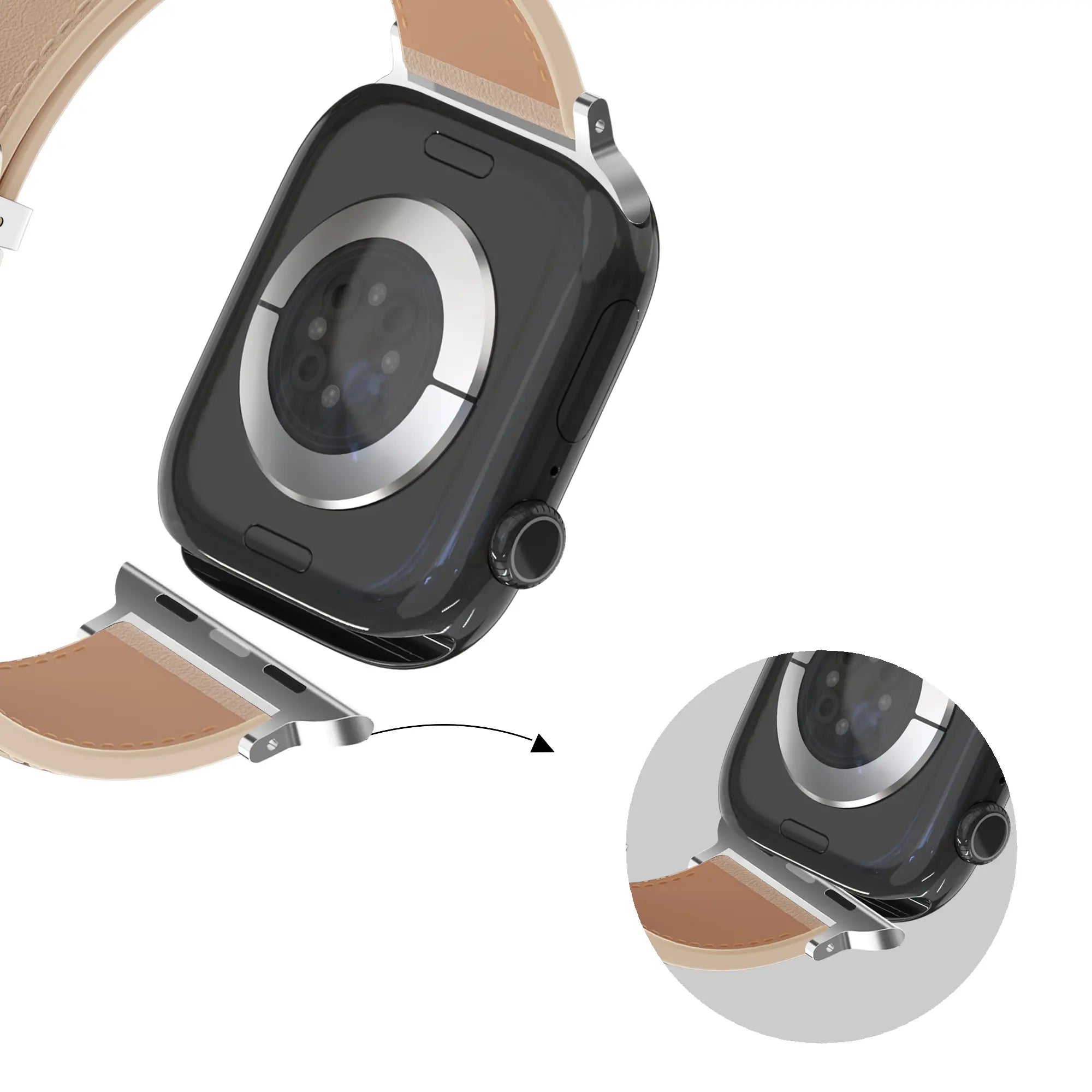 Bandz Apple Watch Leather Strap 'D-Type' (Beige)