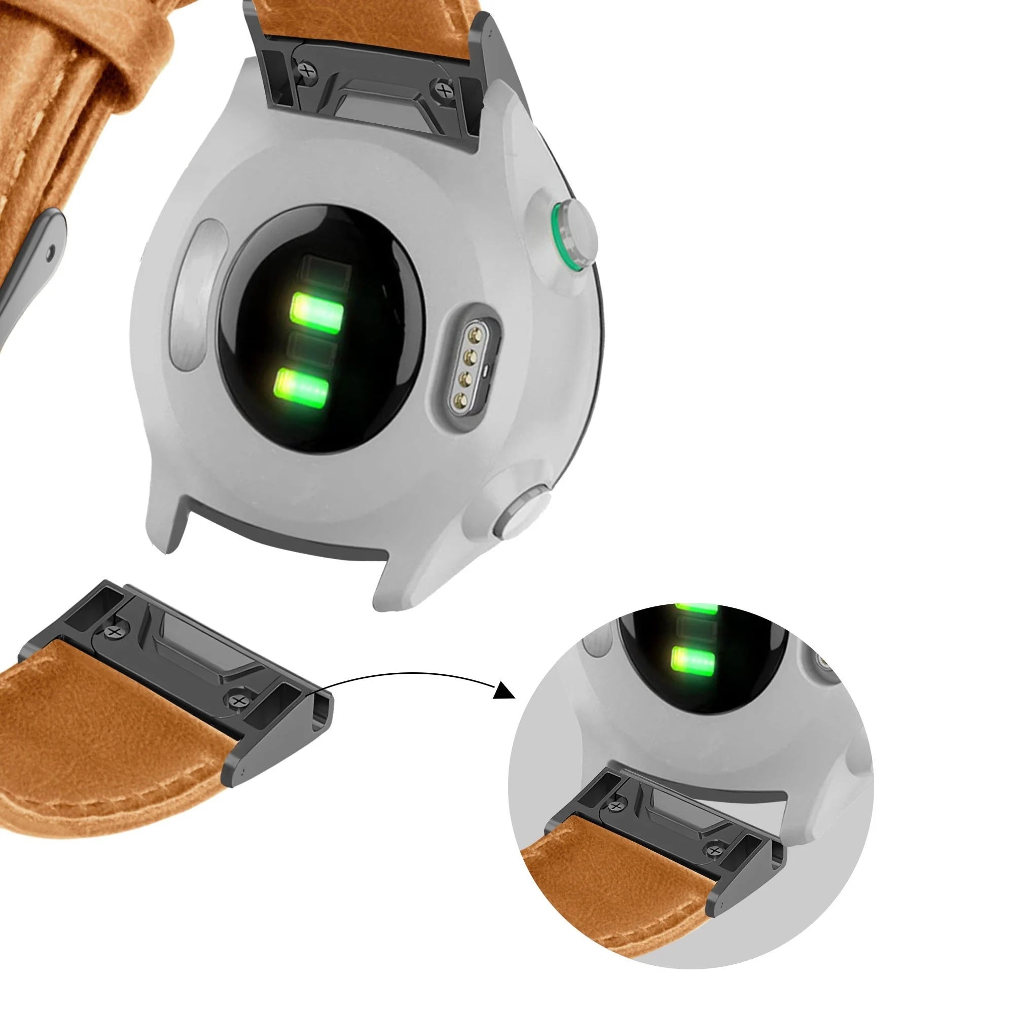 Bandz Garmin Forerunner 965 Leather Strap (Brown)