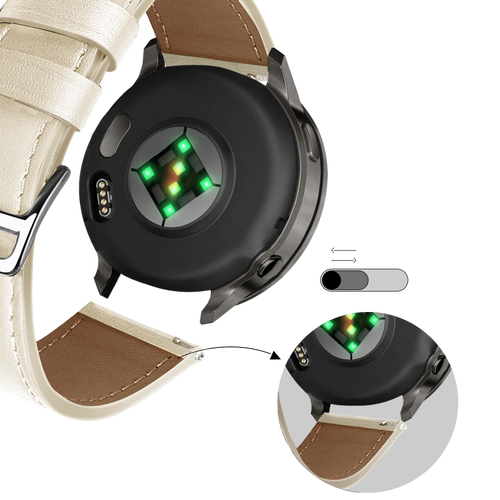Bandz Garmin Vivomove Sport Leather Strap 'Deluxe' (Beige)