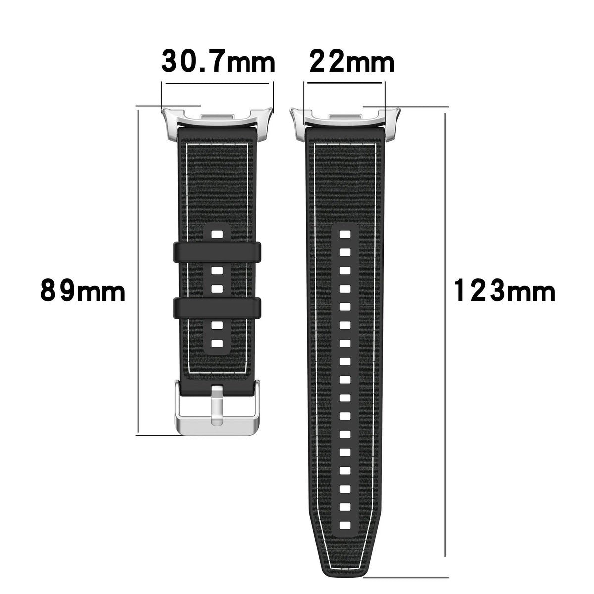 Samsung Galaxy Watch 8 - 44mm Nylon Hybrid Strap (Black)
