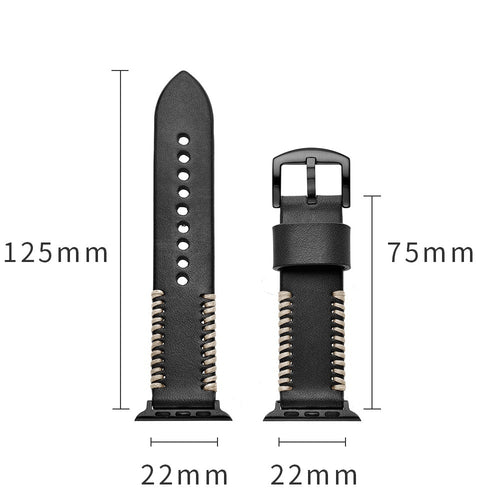 Apple Watch Ultra Stitched Leather Strap (Black)