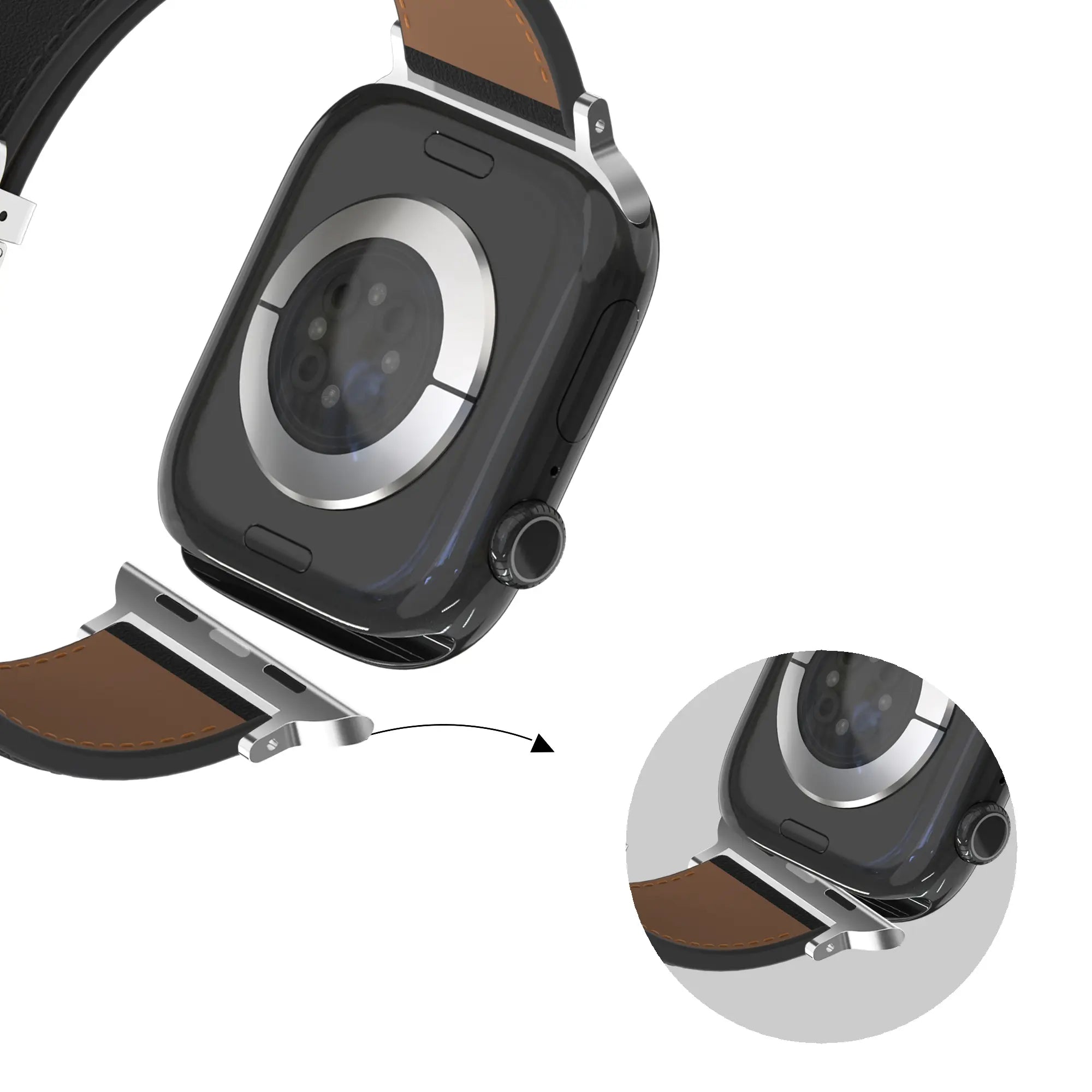 Bandz Apple Watch Leather Strap 'D-Type' (Black)
