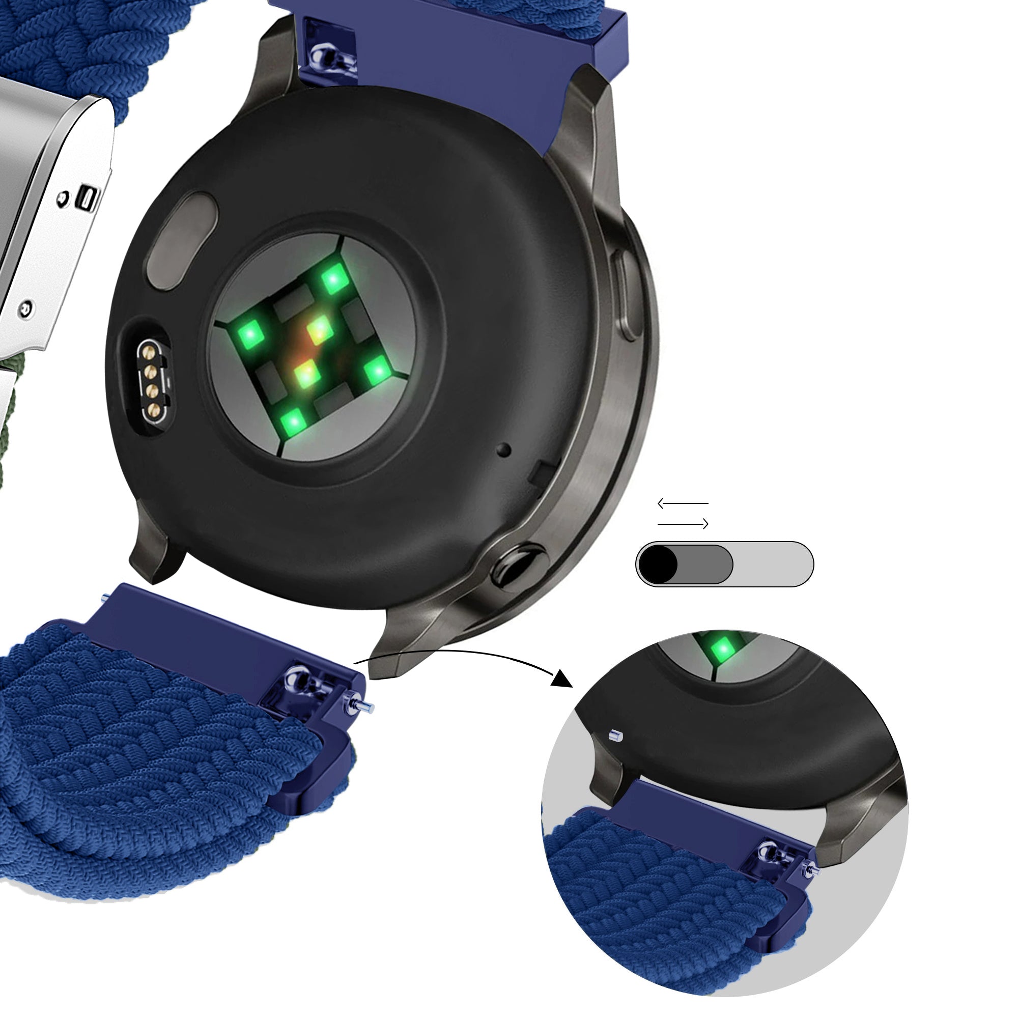 Bandz Garmin Vivoactive 4 Woven Nylon Strap (Blue)