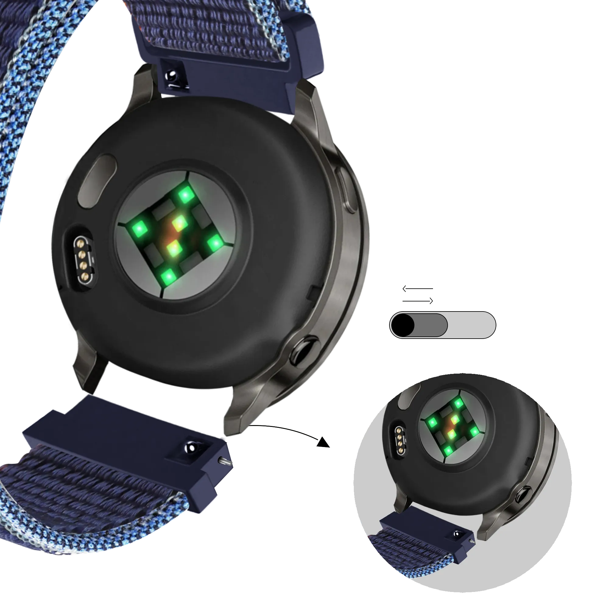 Bandz Garmin Vivomove Style Nylon Loop Strap (Dark Blue Mix)