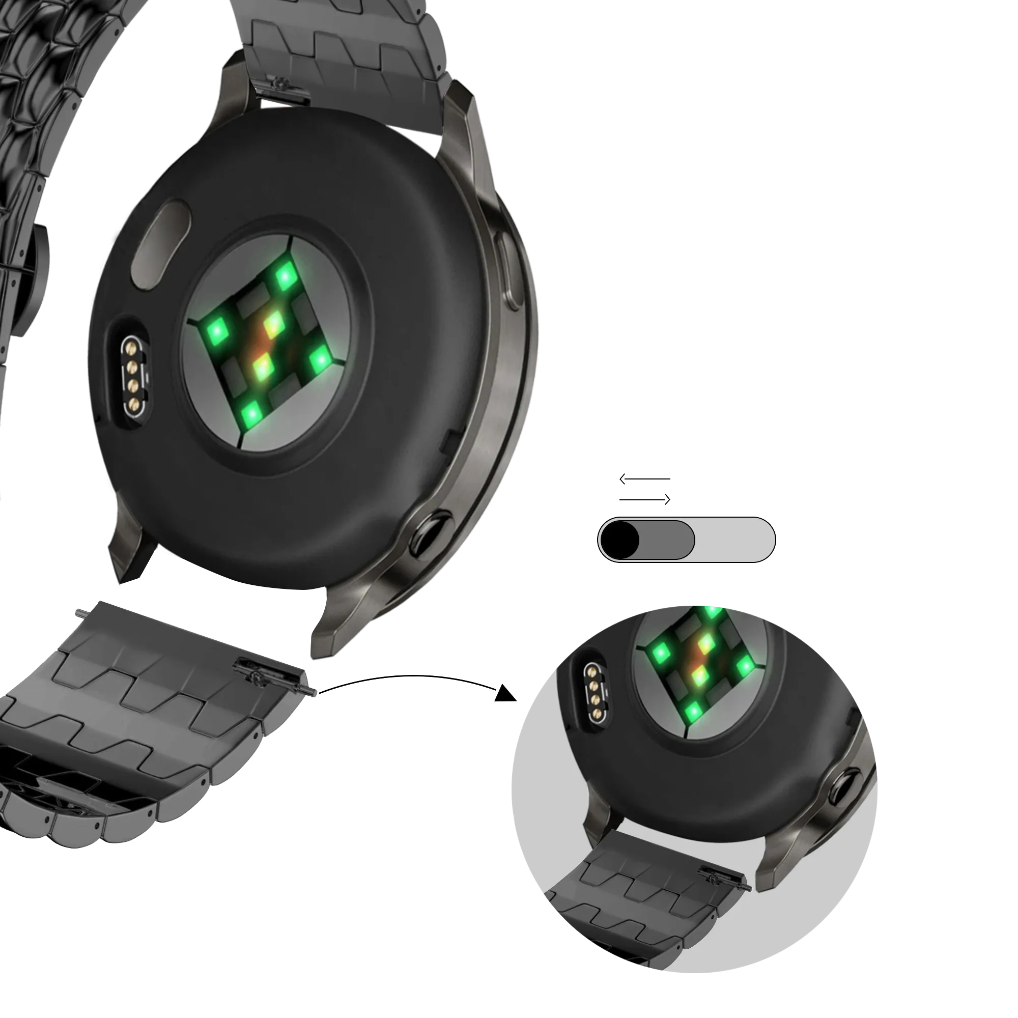 Bandz Garmin Forerunner 70 Steel Strap 'Dragon' (Black)