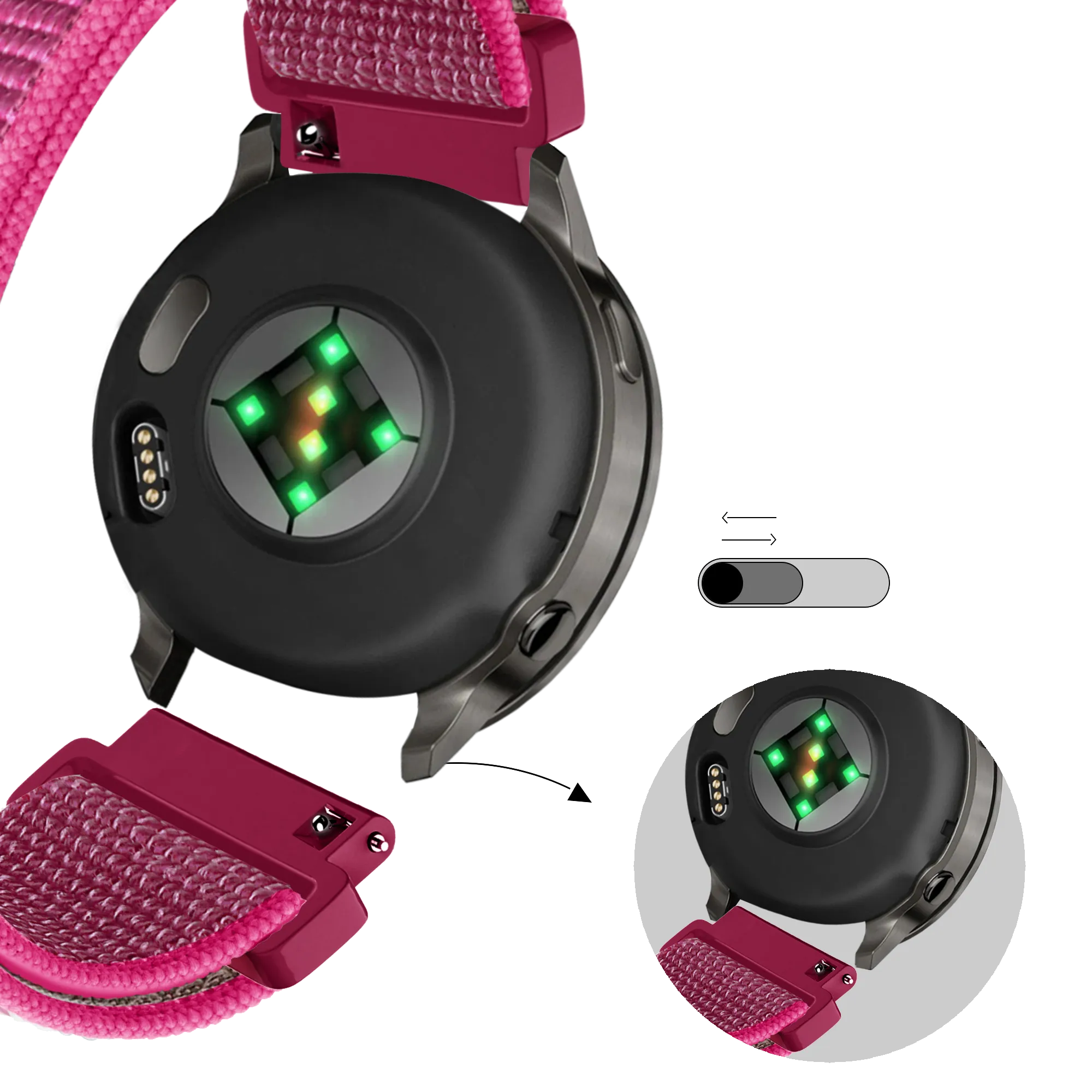 Bandz Garmin Venu 2s Nylon Loop Strap (Dragonfruit)