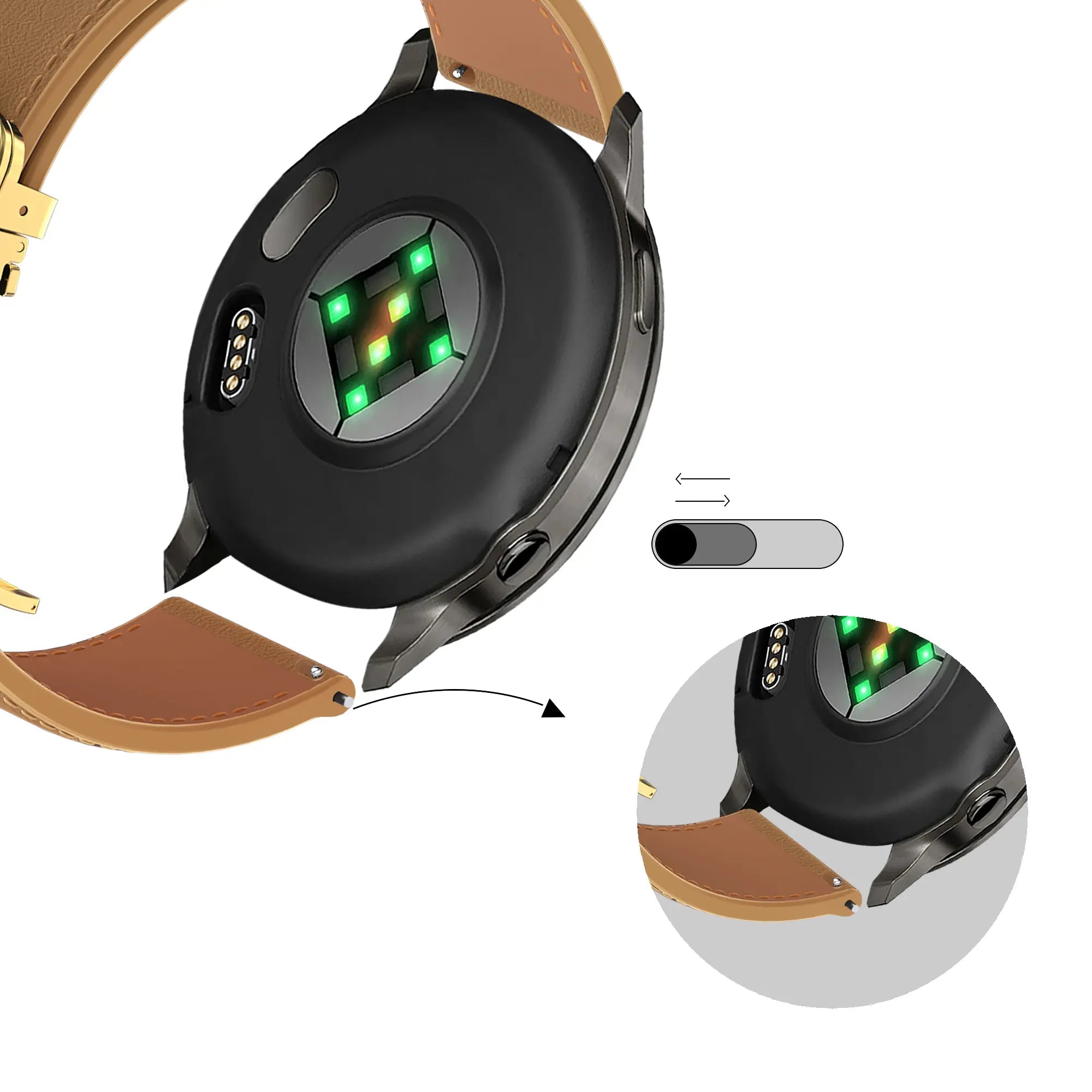 Bandz Garmin Vivomove Trend Leather Strap 'D-Type' (Milk Tea)