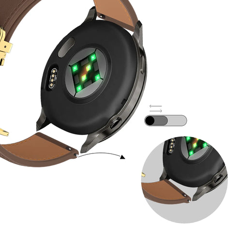 Bandz Garmin Forerunner 70 Leather Strap 'D-Type' (Dark Brown)