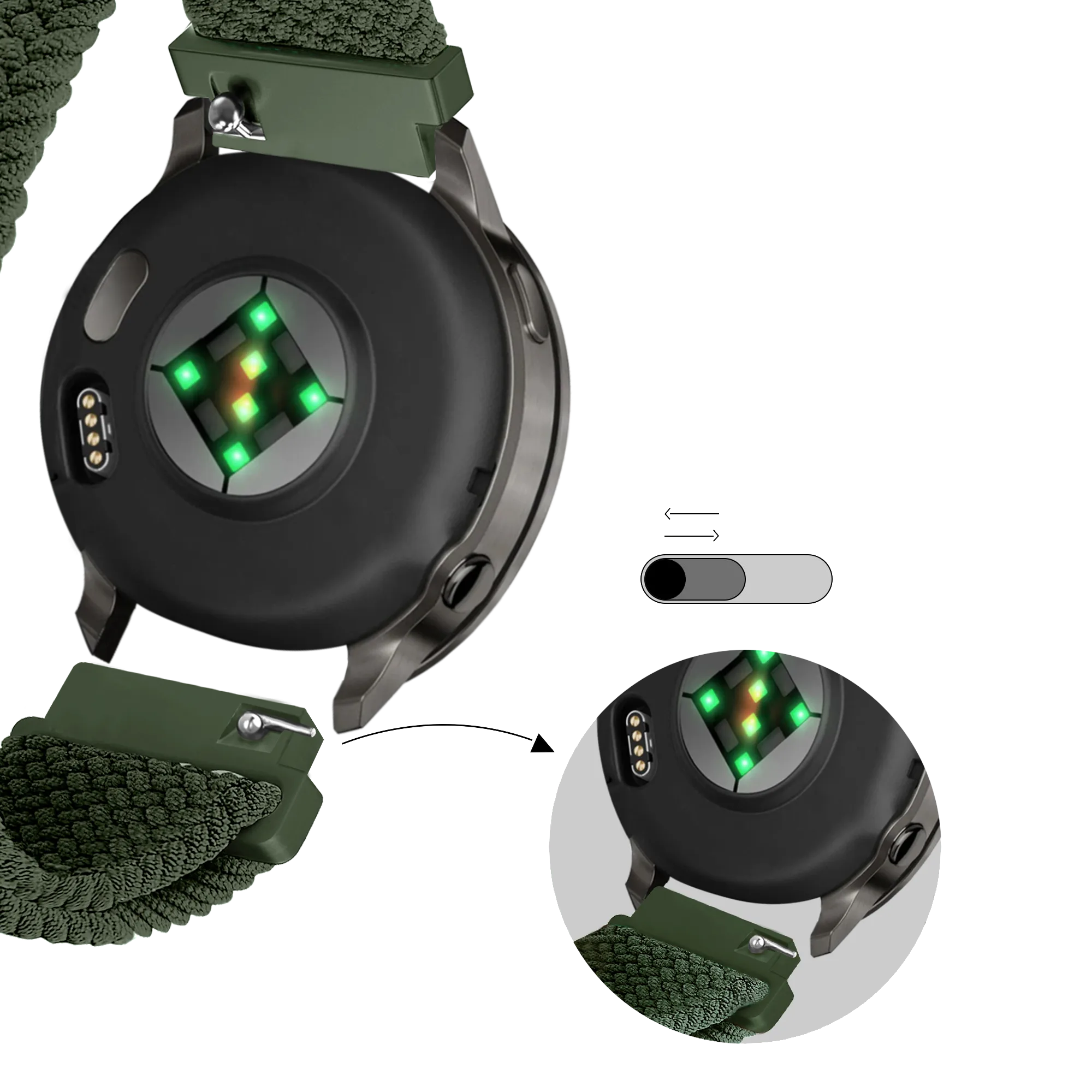 Bandz Garmin Venu 2s Adjustable Braided Strap (Green)