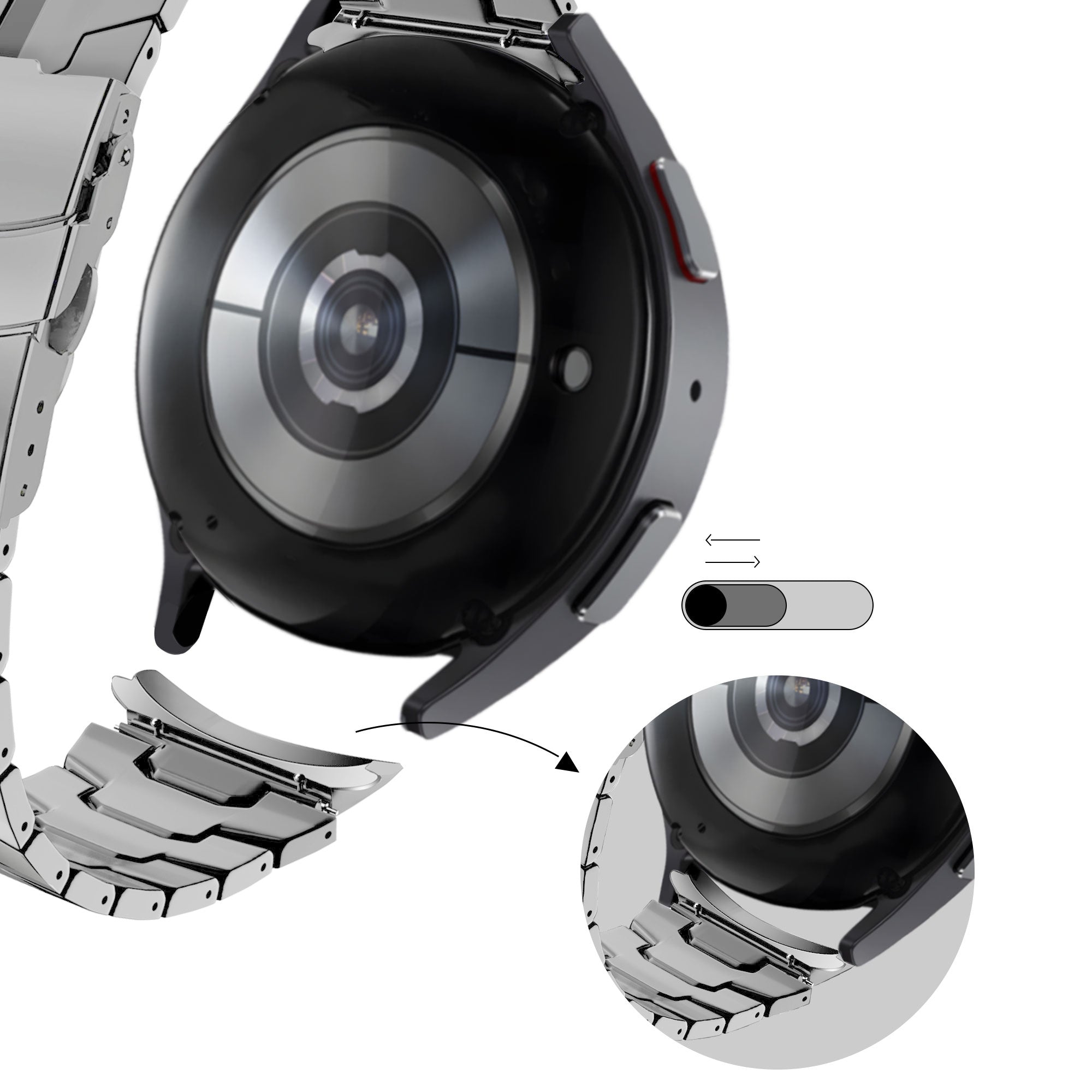 Bandz Samsung Galaxy Watch 5 44mm Steel Strap 'Iron' (Silver)