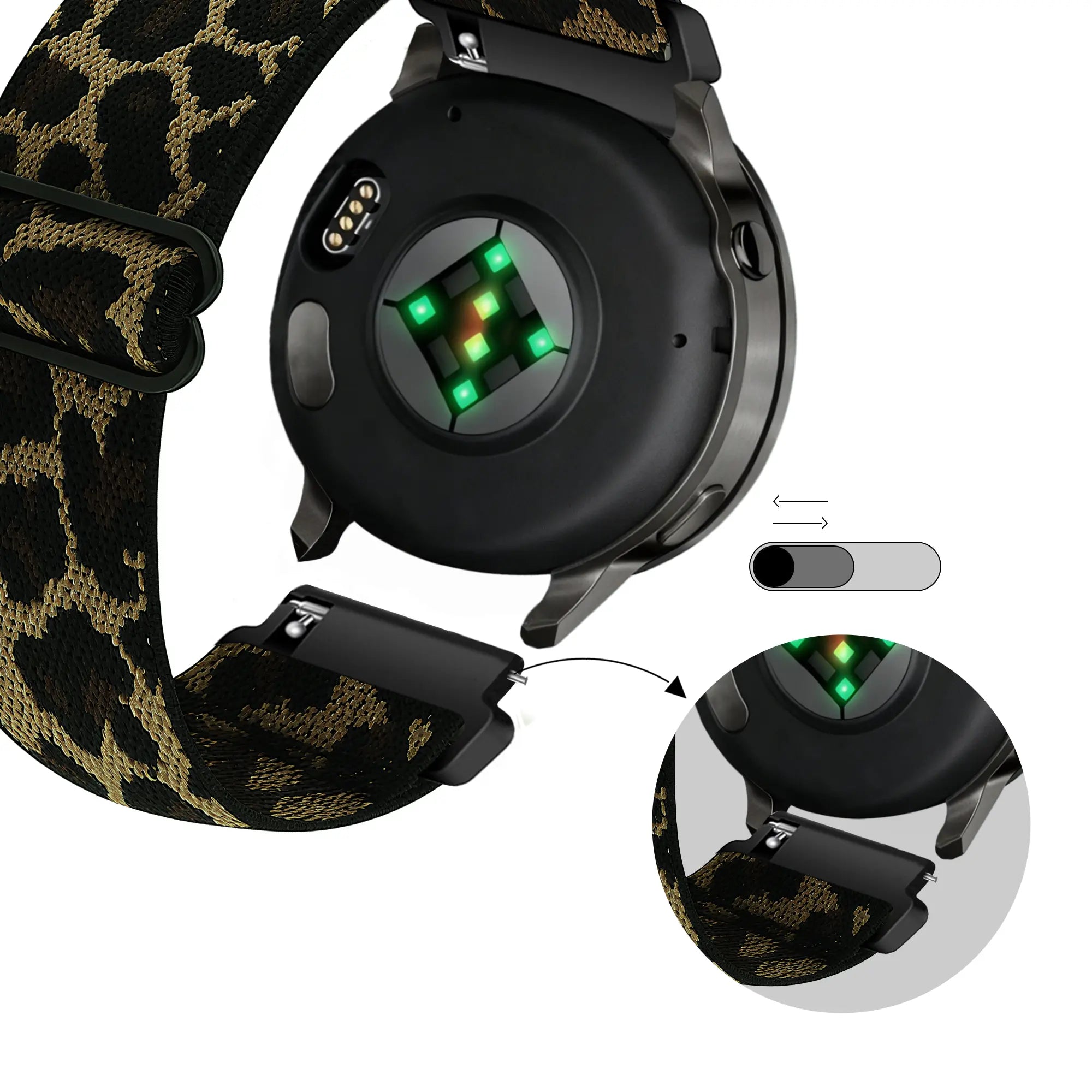 Bandz Garmin Vivomove Trend Elastic Nylon Strap ('Leopard')