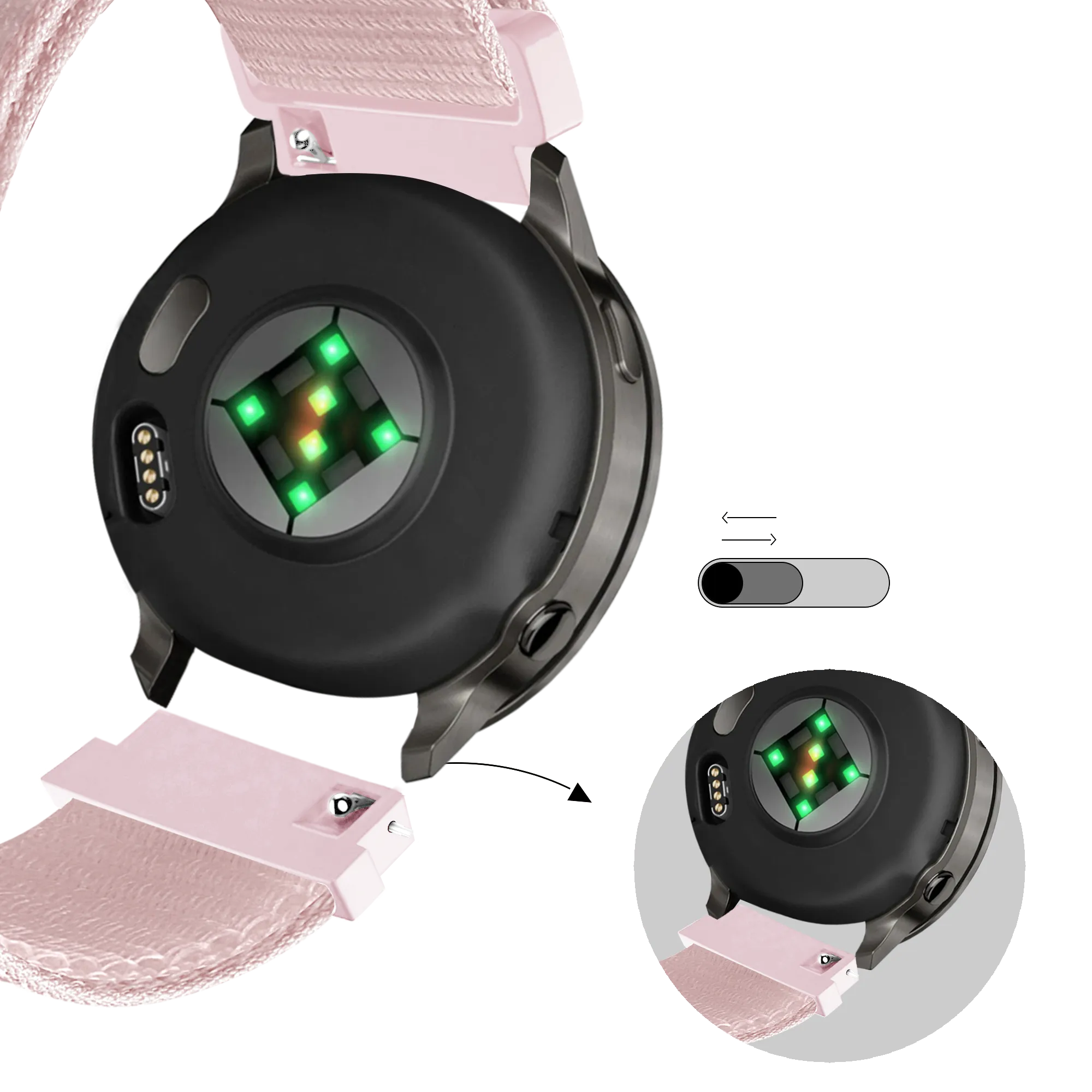 Bandz Garmin Forerunner 165 Nylon Loop Strap (Light Pink)