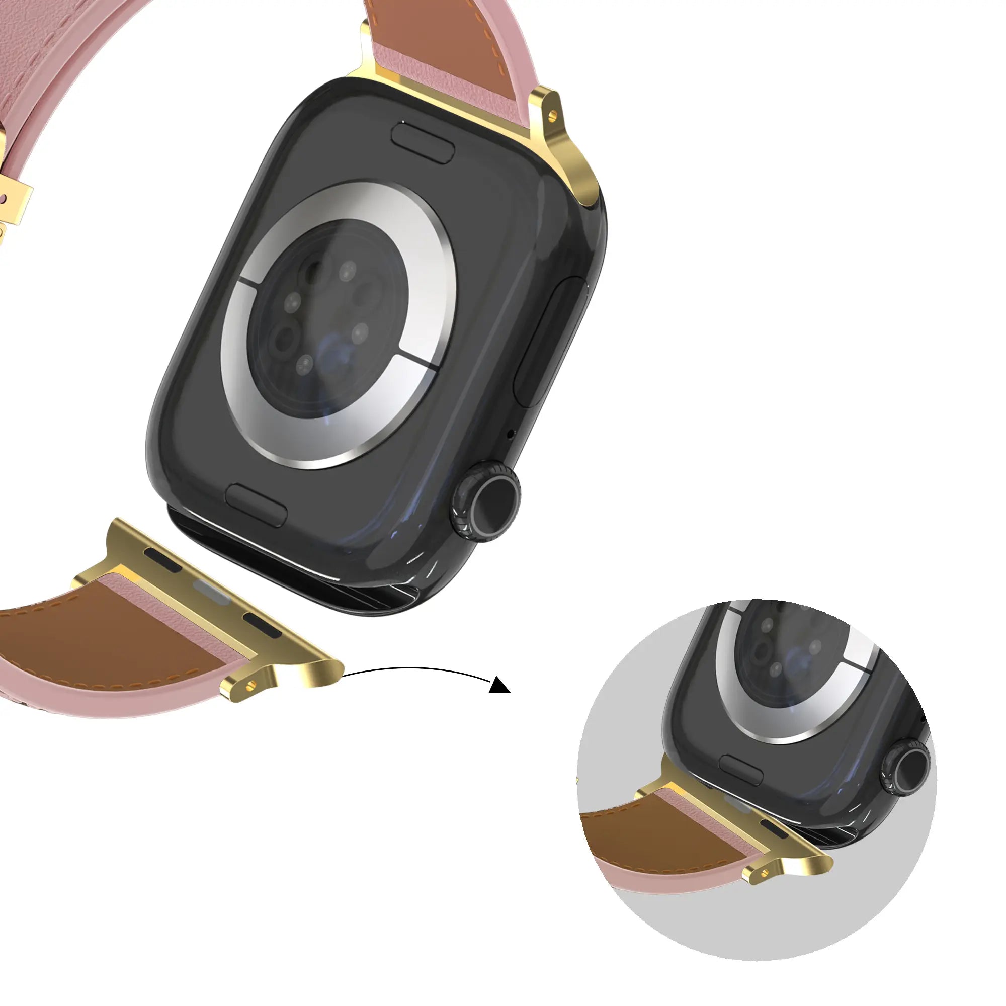 Bandz Apple Watch Leather Strap 'D-Type' (Pink)