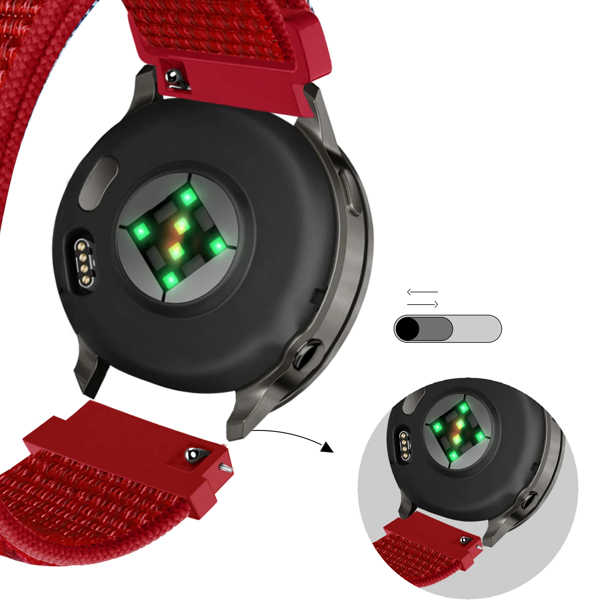 Bandz Garmin Vivomove Trend Nylon Loop Strap (Red)