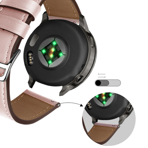 Bandz Garmin Vivomove 3s Leather Strap 'Deluxe' (Pink)