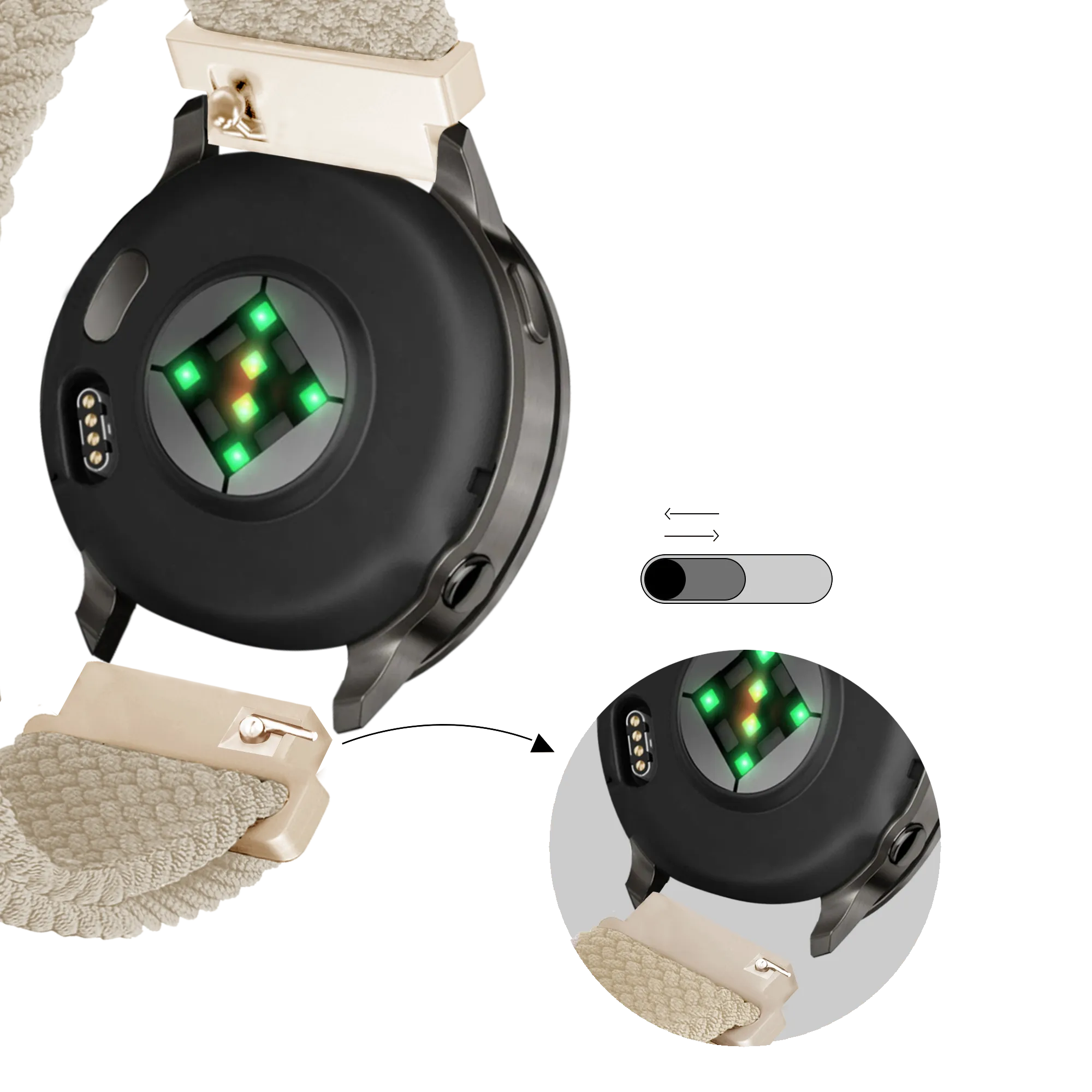 Bandz Garmin Vivomove 3s Adjustable Braided Strap (Starlight)