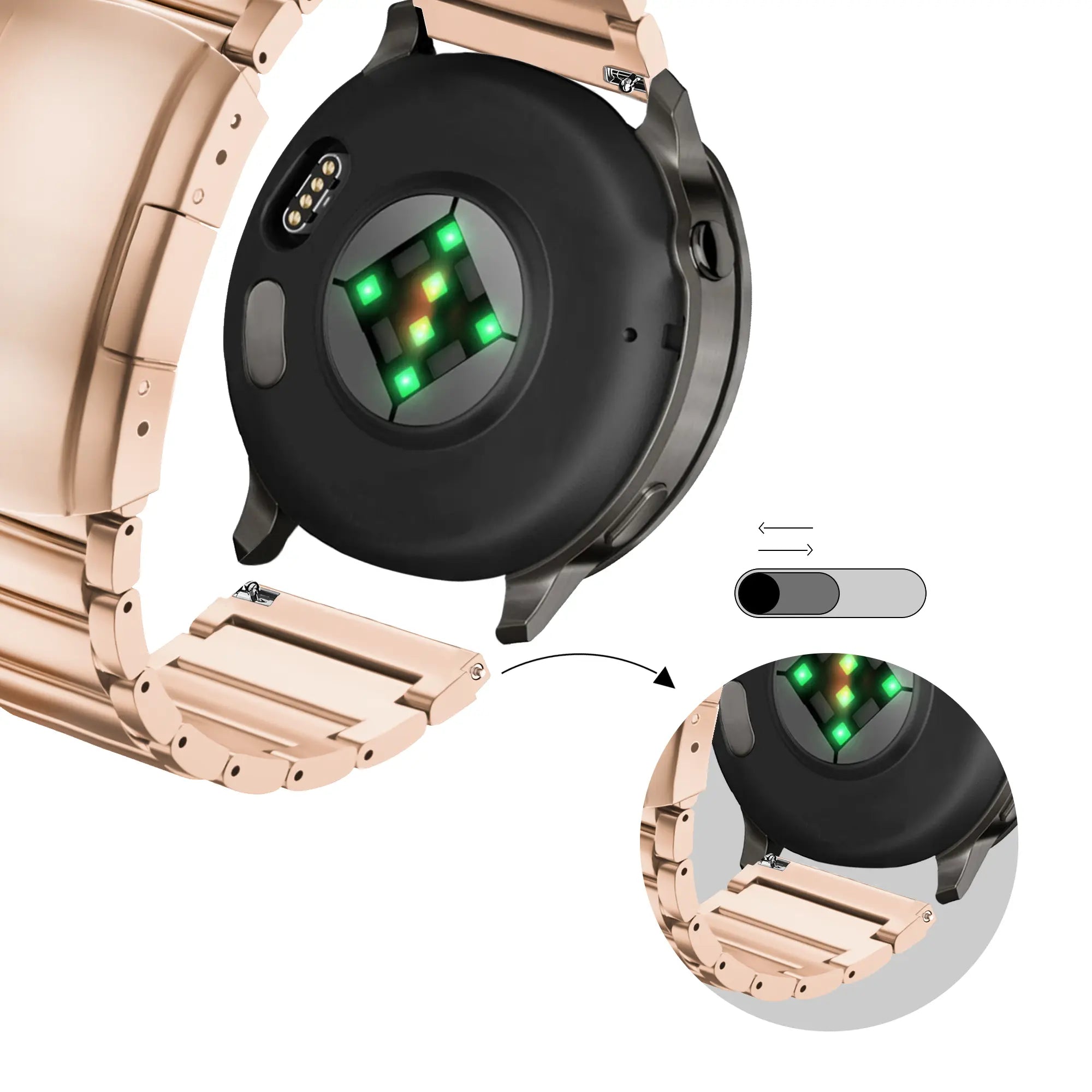 Bandz Garmin Venu 4 - 41mm Titanium Link Strap (Rose Gold)