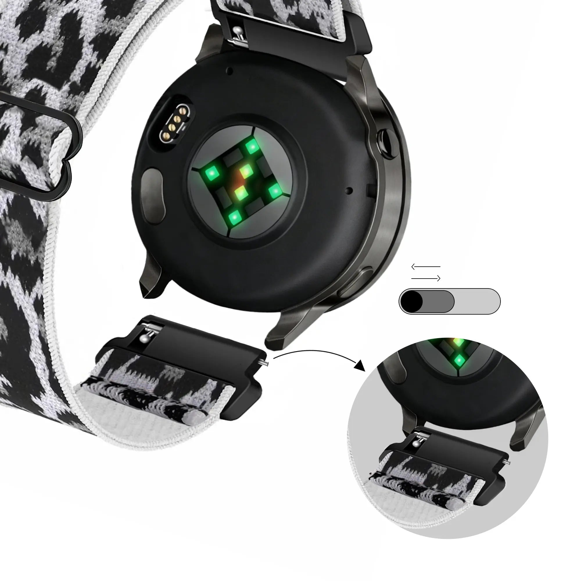 Bandz Levowatch Edgy Elastic Nylon Strap (White Leopard)