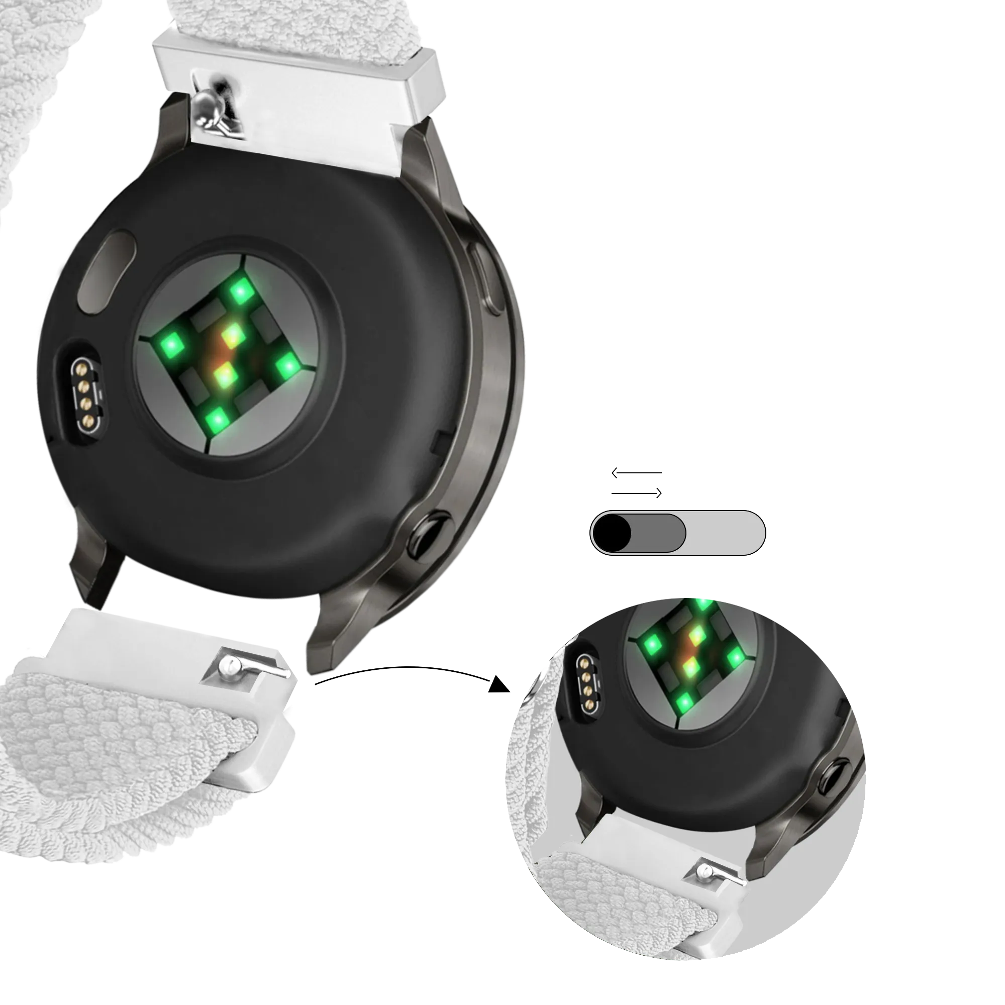 Bandz Garmin Vivomove 3s Adjustable Braided Strap (White)