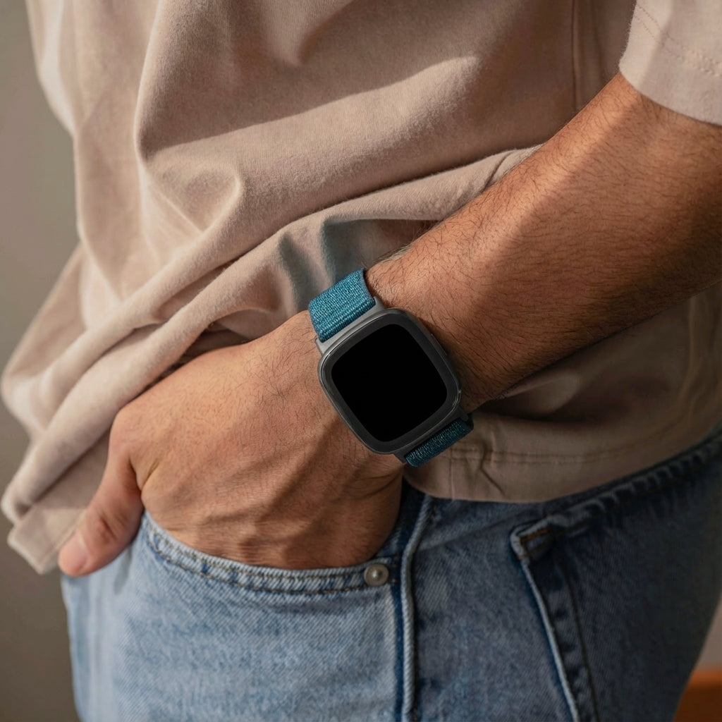 Fitbit Versa 4 Nylon Strap (Blue)