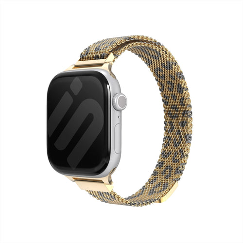 apple watch slim milanese band gold leopard
