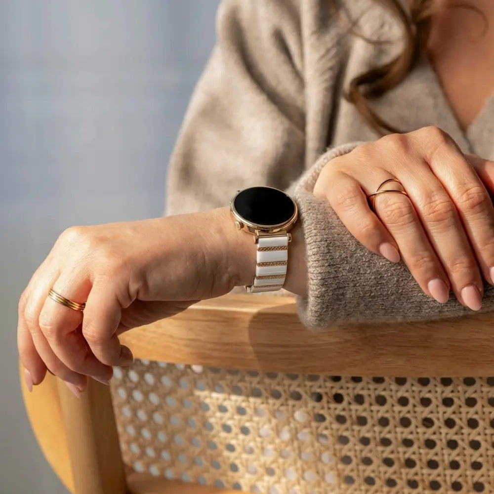 Huawei Watch GT 4 - 41mm one bead keramiek bandje (wit/rosé goud)