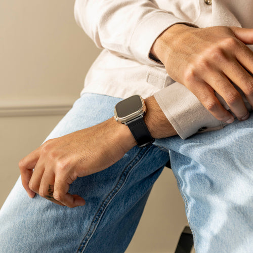 Apple Watch Hybrid Leather Strap with Buckle (Black)