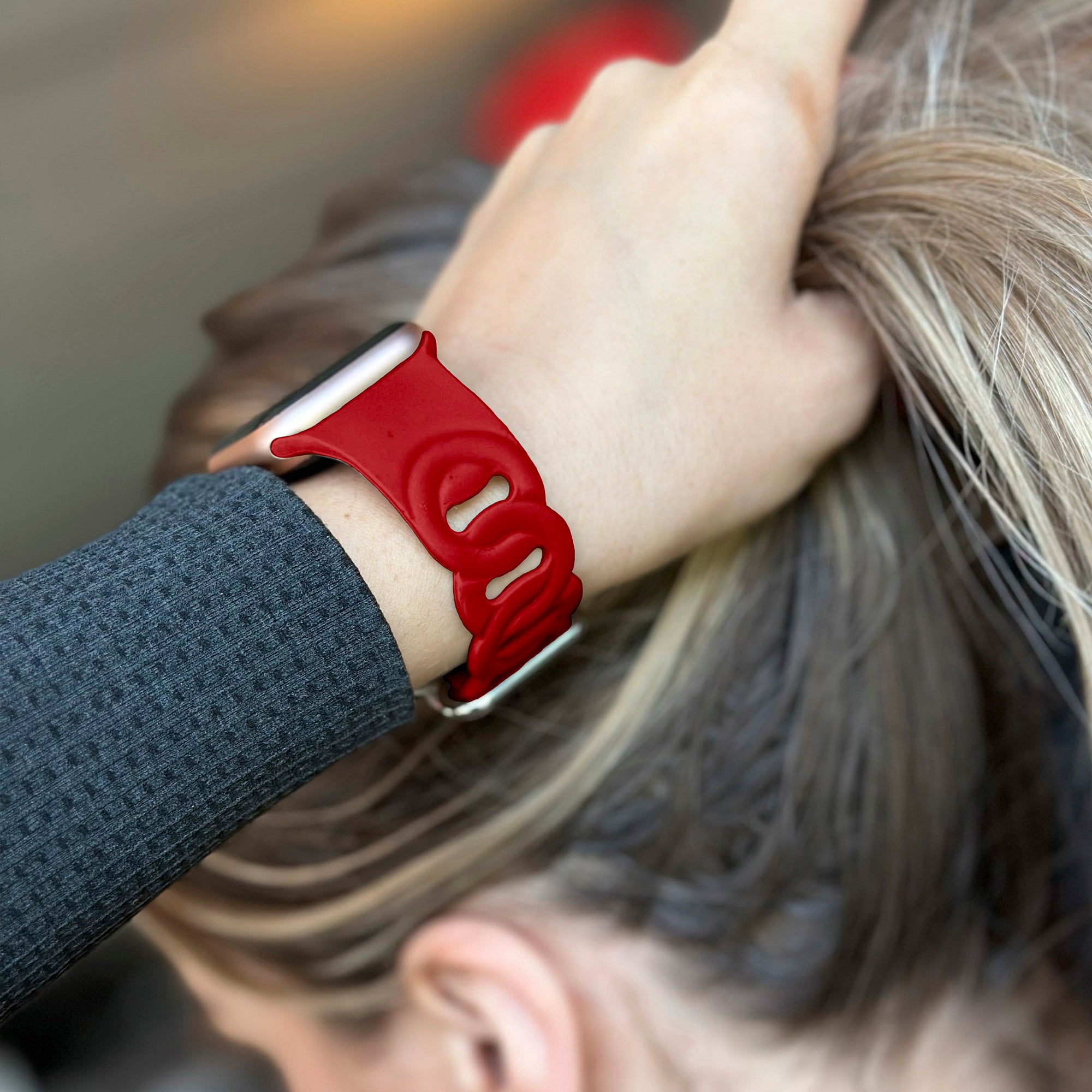 Apple Watch Silicone Chain Strap (Red)