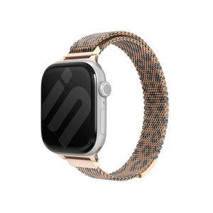 apple watch slim milanese band leopard rose