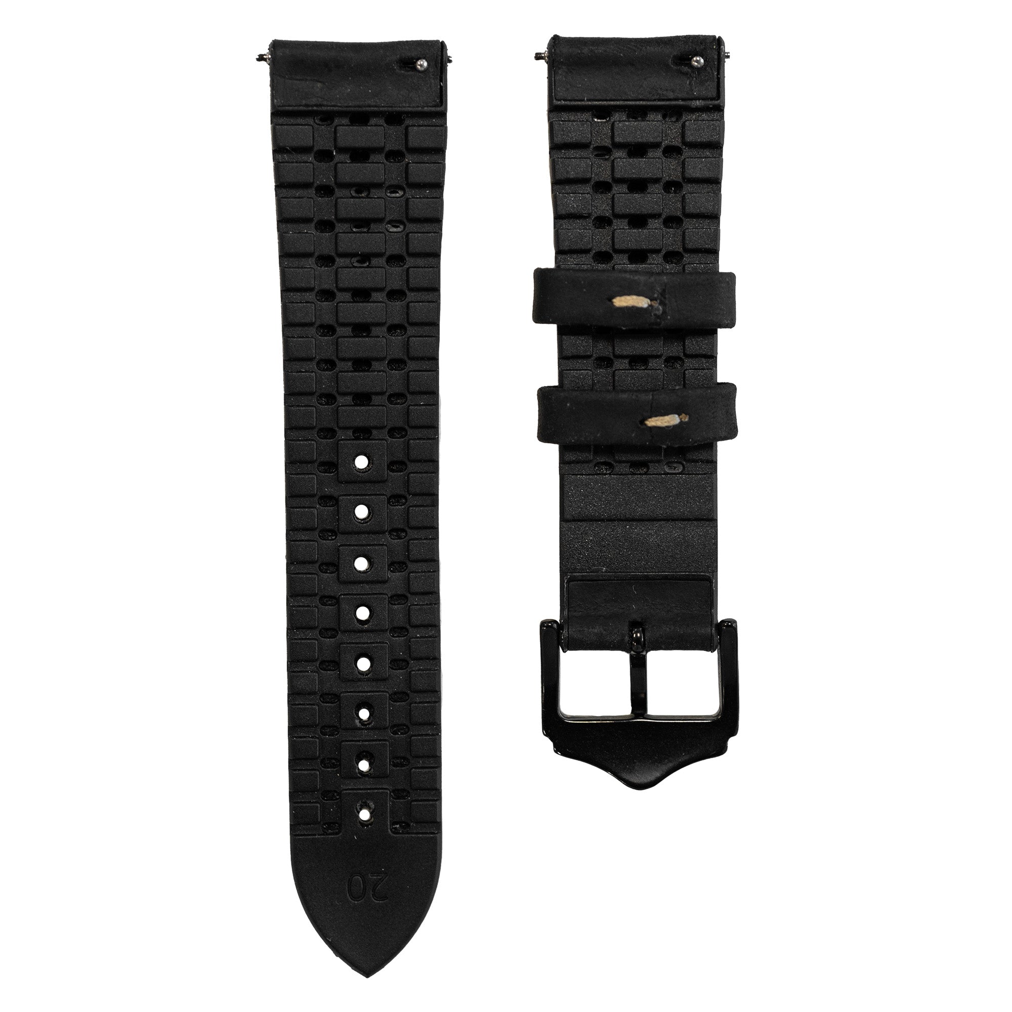 Coros Pace 2 Leather / Silicone Strap (Black)