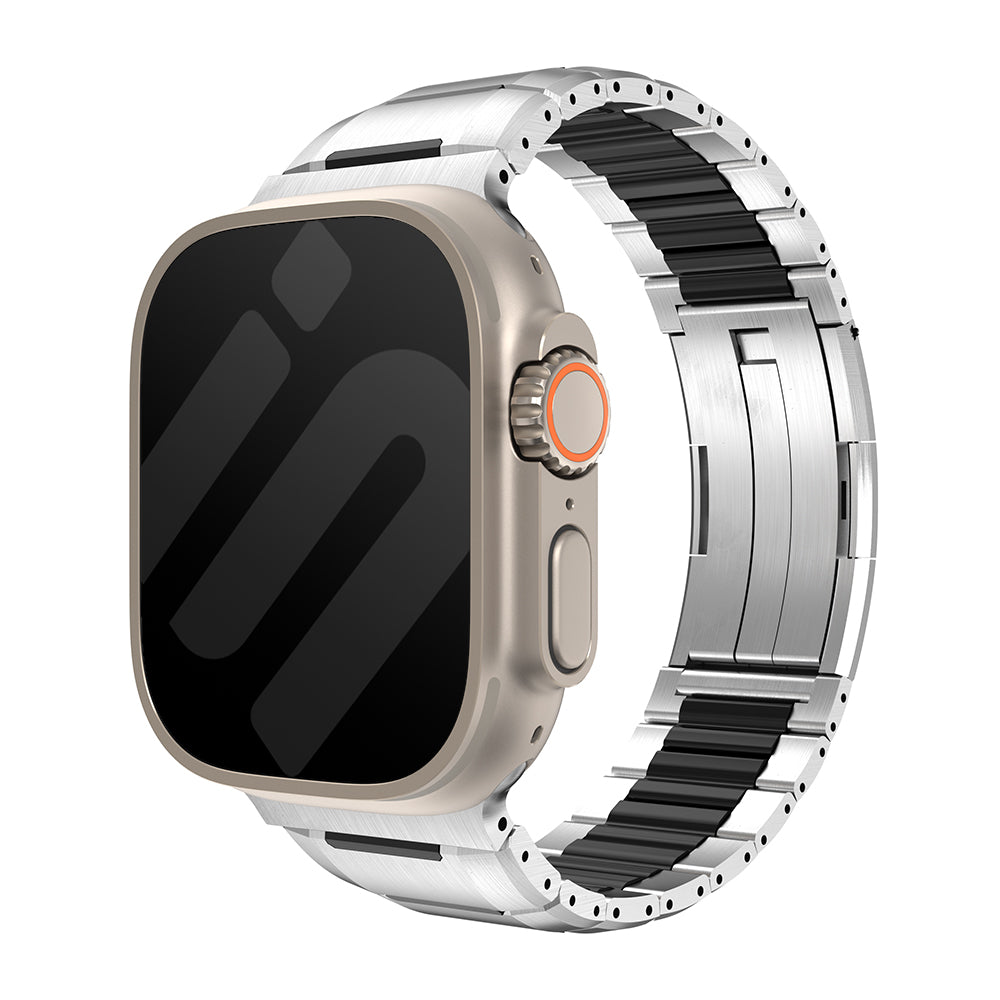 Apple Watch Ultra Steel Hybrid Strap (Titanium/Black)