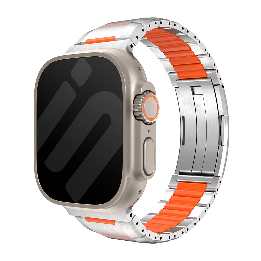Apple Watch Ultra Steel Hybrid Strap (Titanium/Orange)