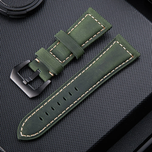 Universal 24mm Genuine Leather Strap (Green)