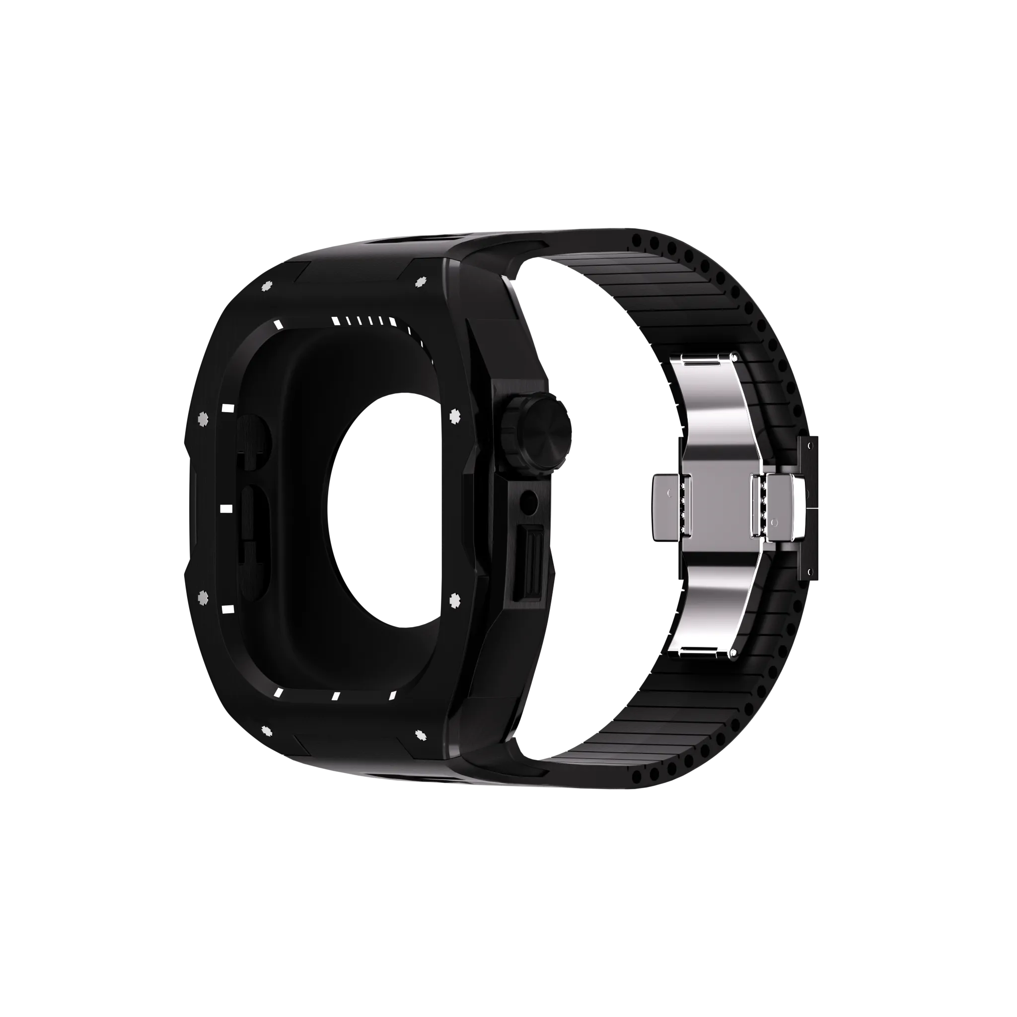 Reqior Apple Watch 45mm Case with Rubber Strap (Black)