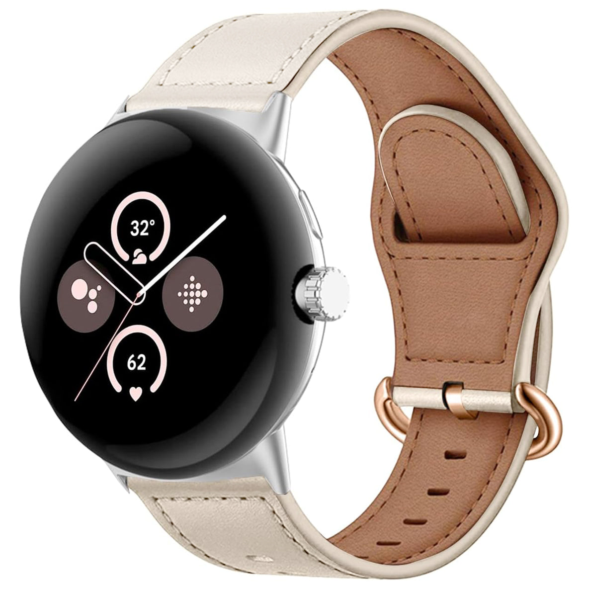 Google Pixel Watch 4 - 41mm Leather Buckle Strap (Beige)