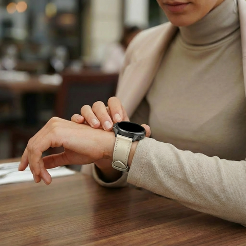 Bandz Garmin Vivoactive 6 Leather Strap 'Deluxe' (Beige)