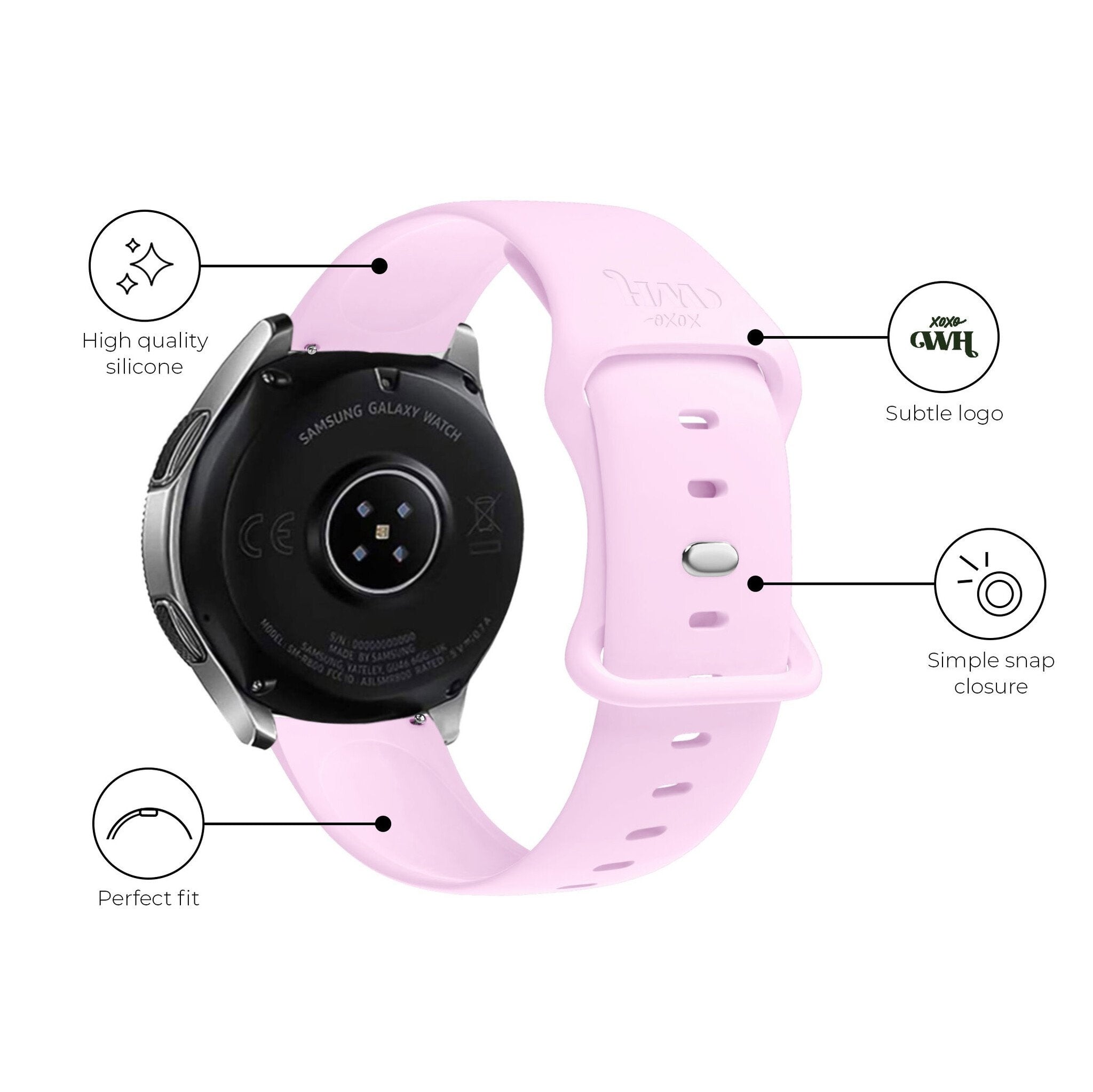 xoxo Wildhearts Samsung Galaxy Watch 5 - 40mm Silicone Strap (Bright Pink)