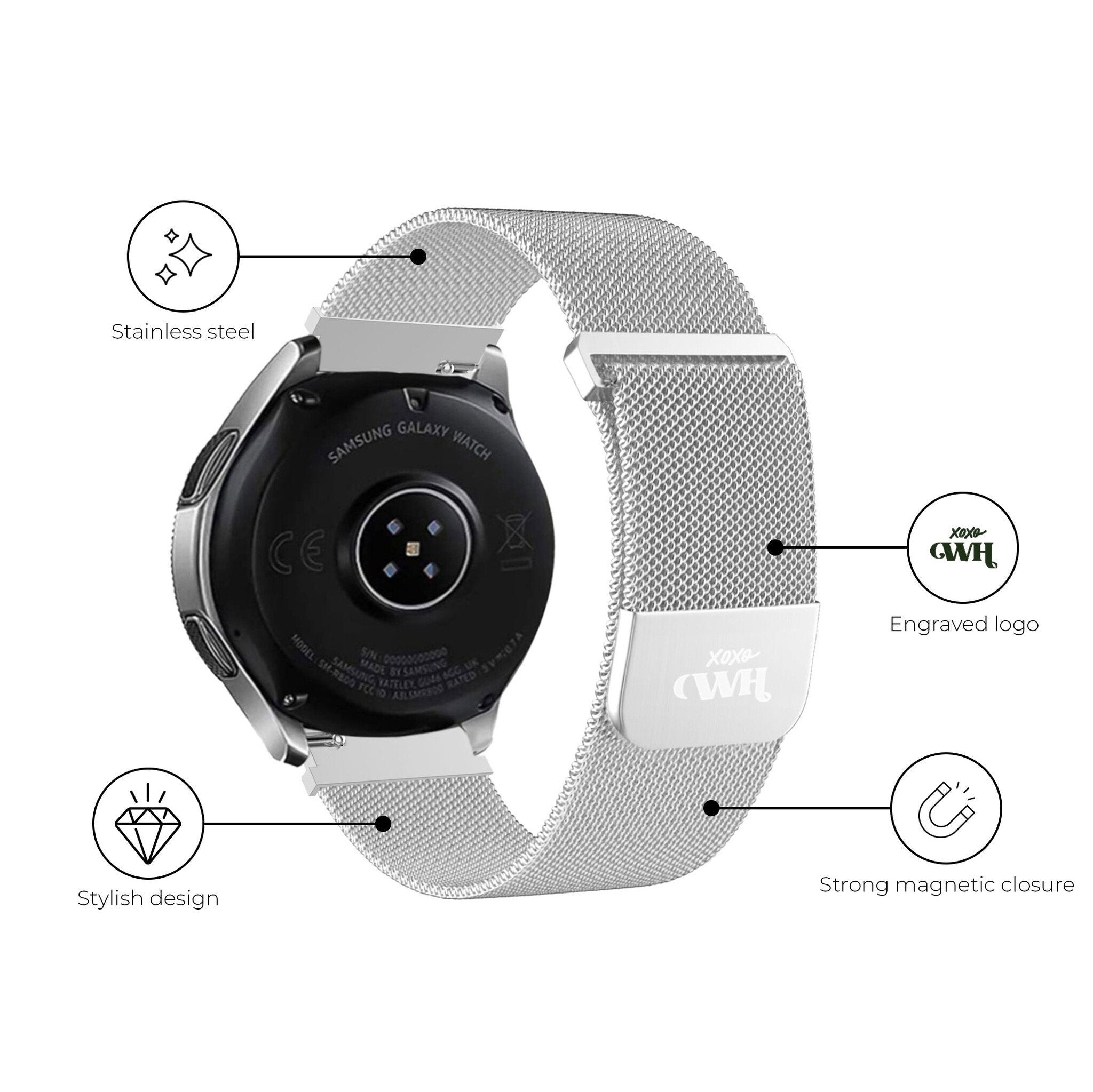 xoxo Wildhearts OnePlus Watch Milanese Strap (Silver)