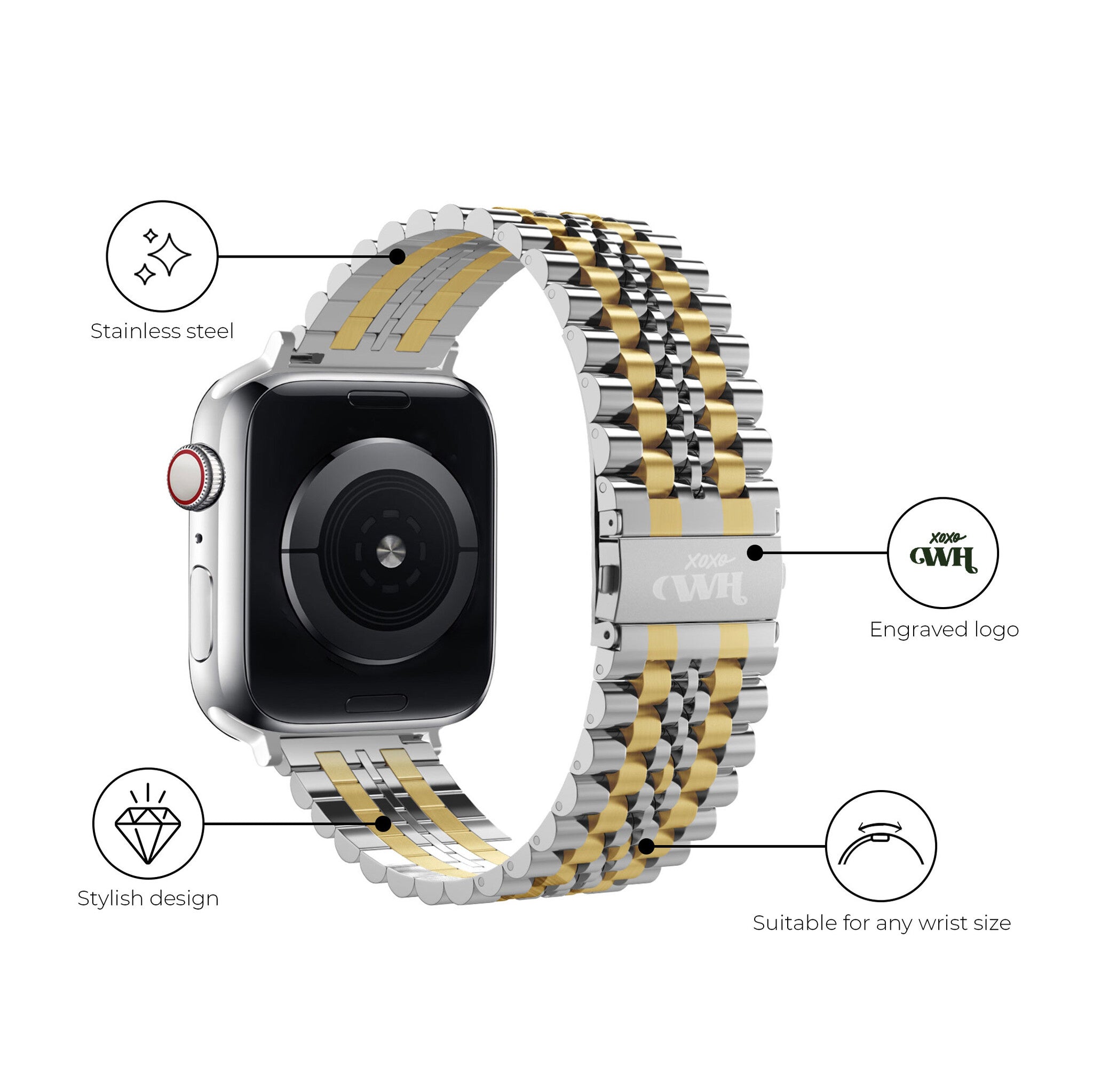 xoxo Wildhearts Apple Watch Steel Strap (Silver/Gold)