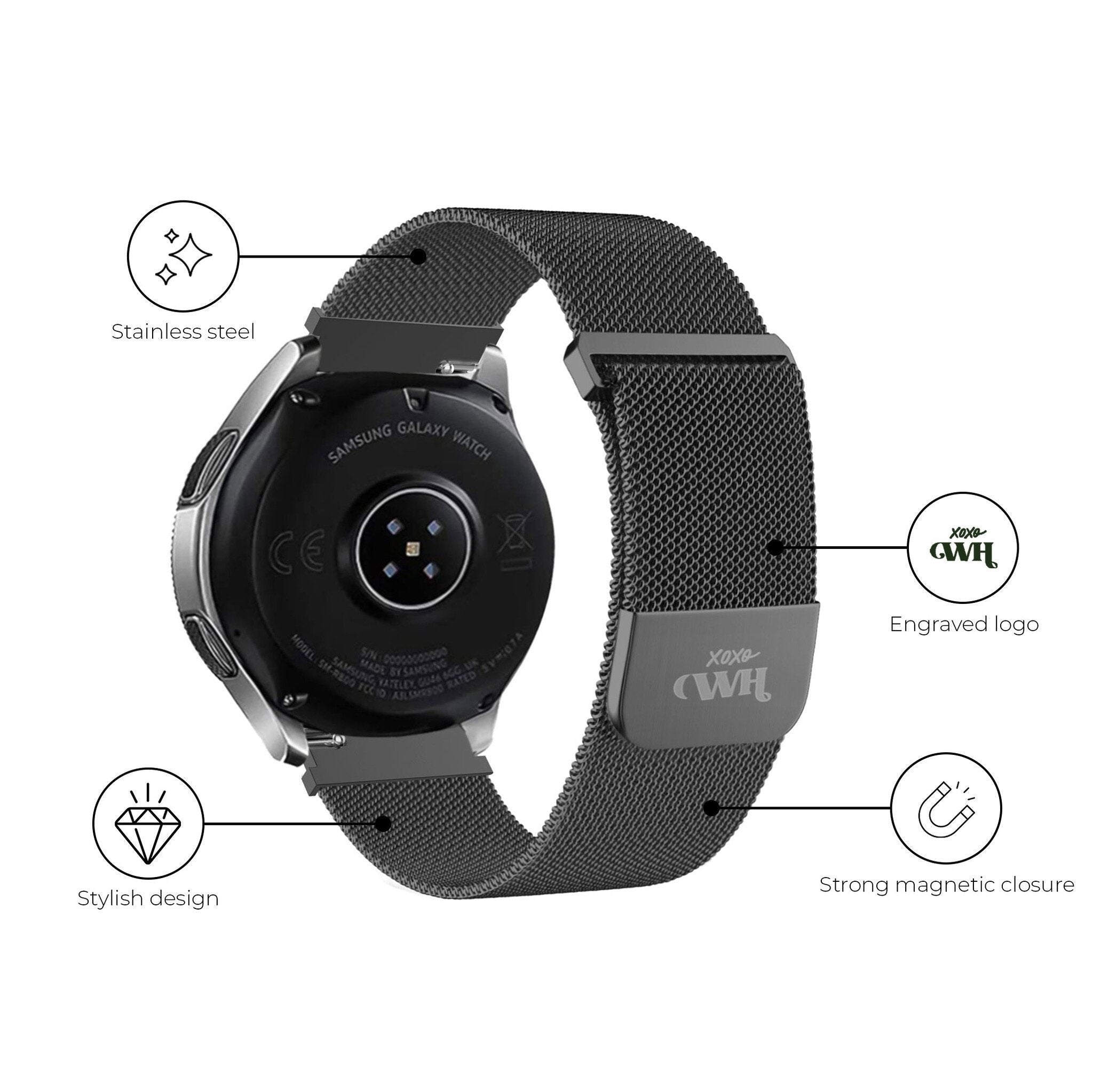 xoxo Wildhearts OnePlus Watch Milanese Strap (Black)