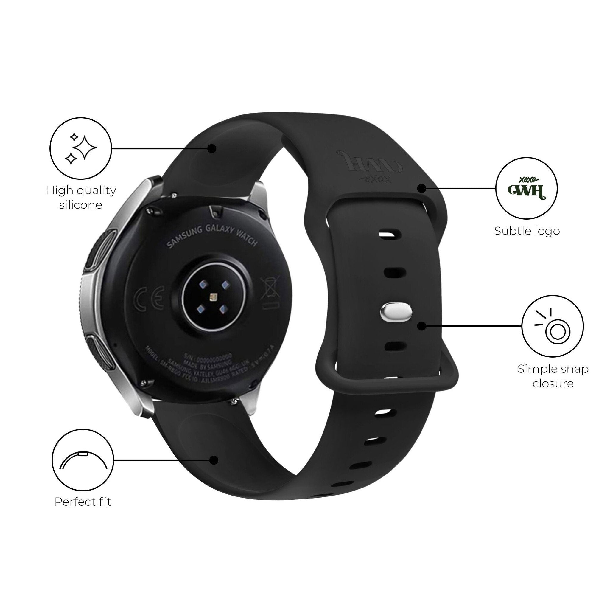 xoxo Wildhearts Samsung Galaxy Watch 5 - 40mm Silicone Strap (Black)