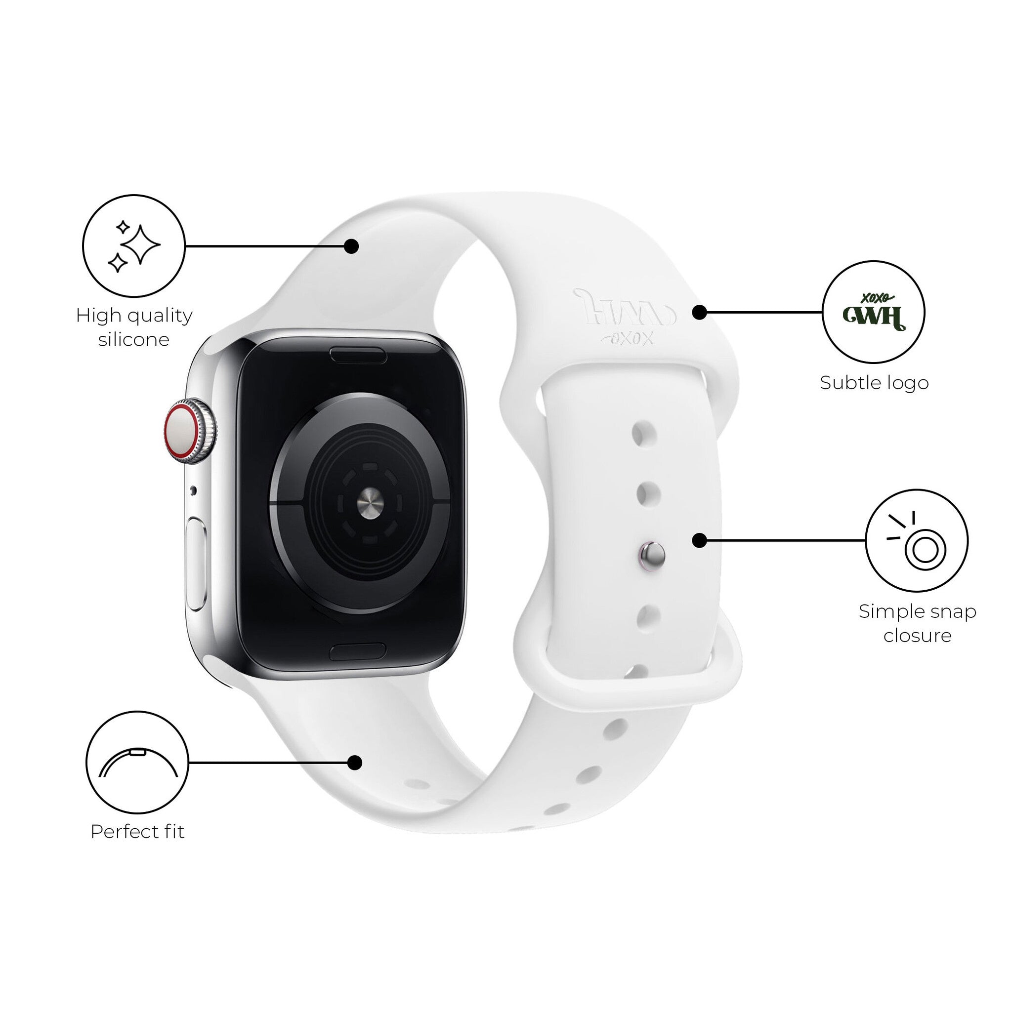 xoxo Wildhearts Apple Watch Silicone Strap (White)