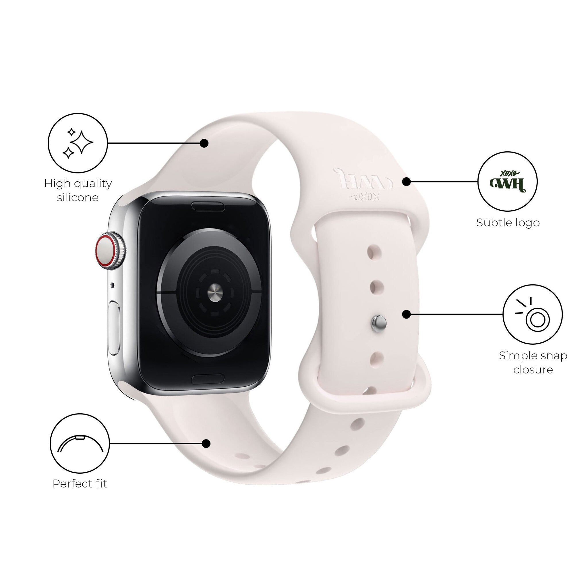 xoxo Wildhearts Apple Watch Silicone Strap (Beige)