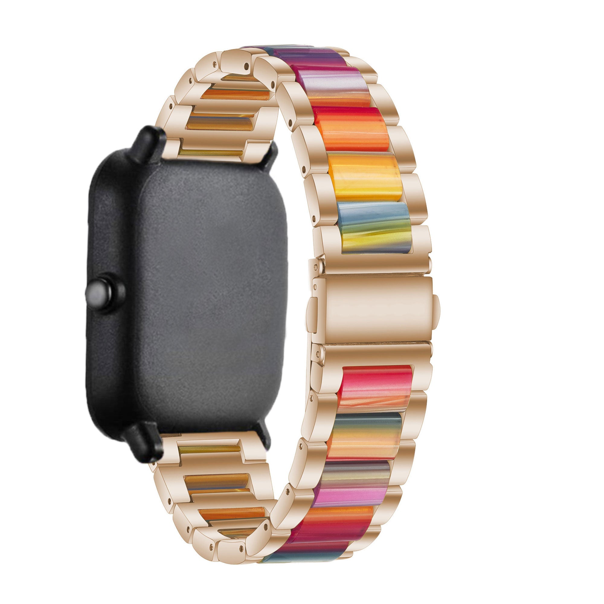 amazfit-bandje-stalen-resin-rose-goud-kleurrijk