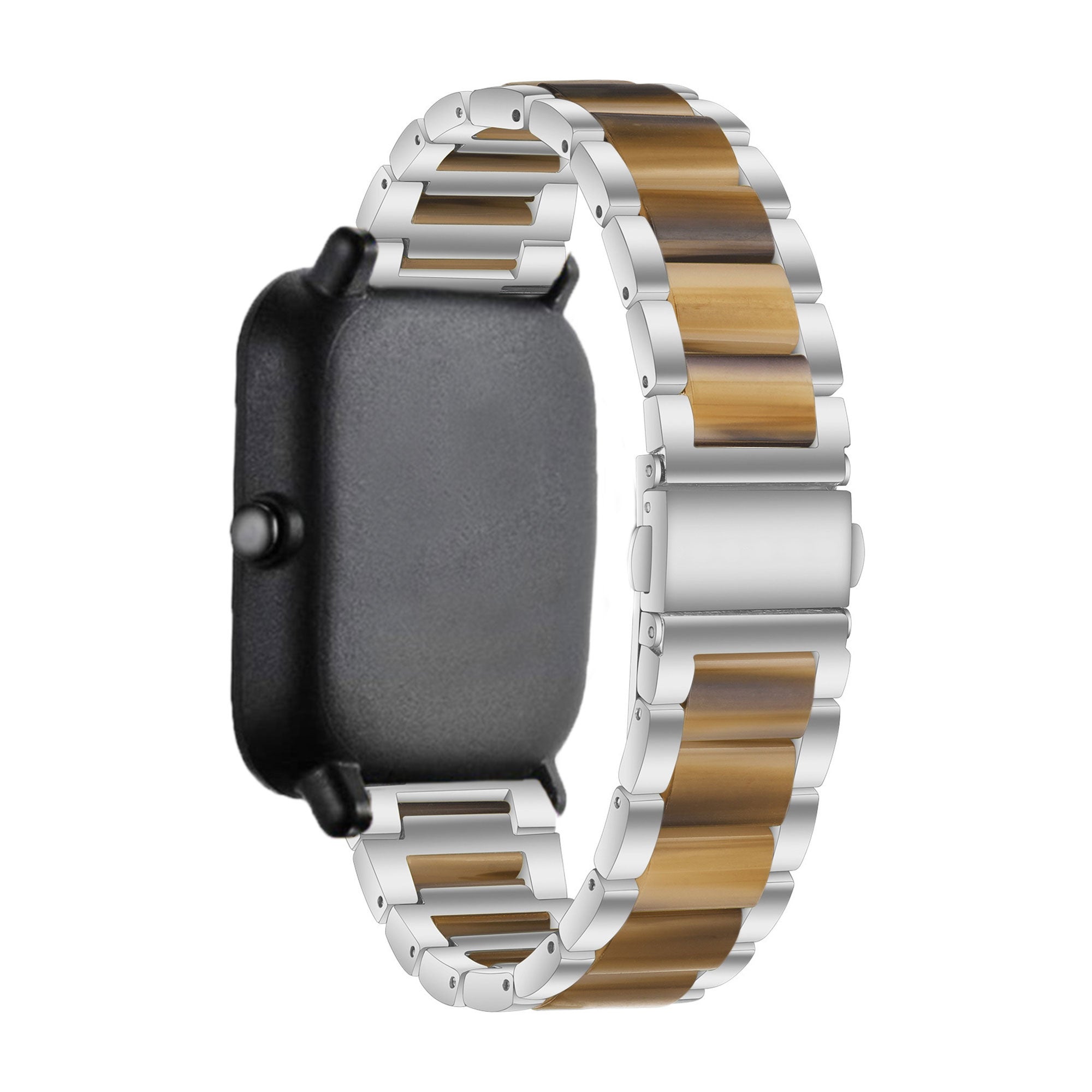 amazfit-bandje-stalen-resin-zilver-bruin