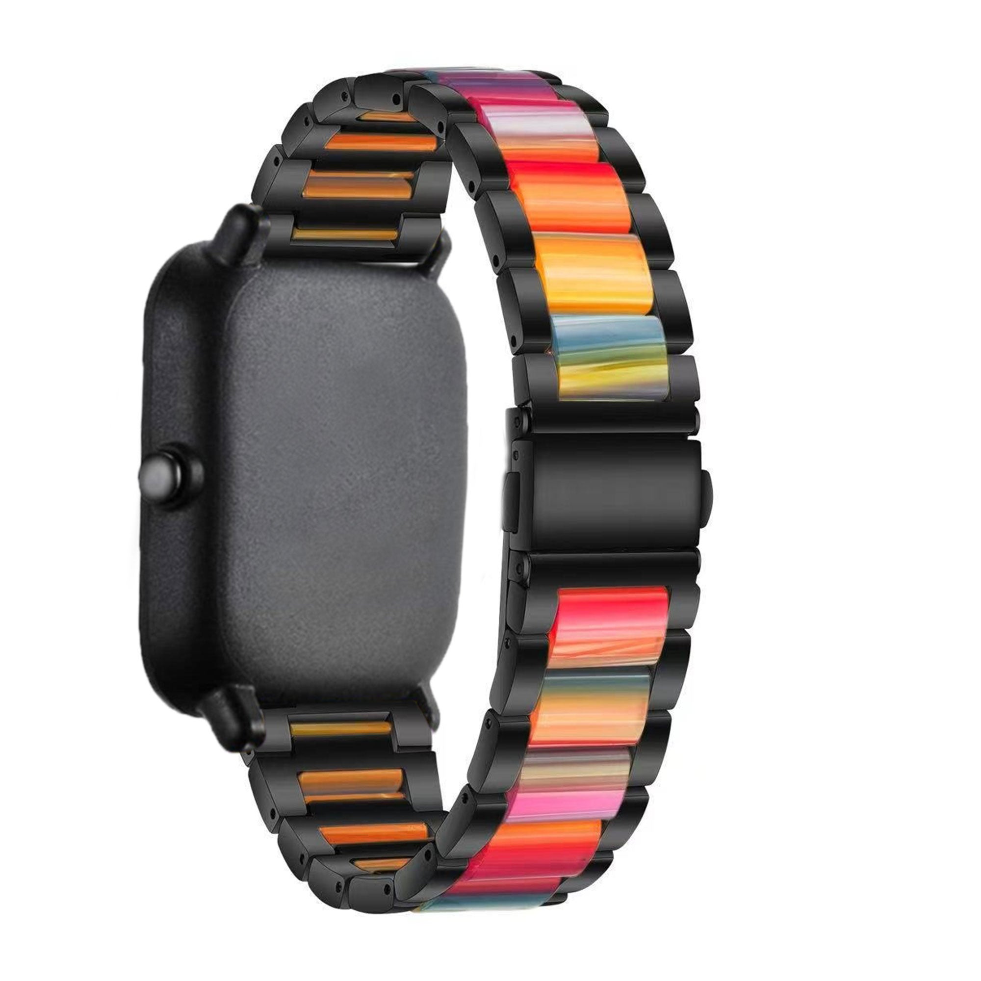 amazfit-bandje-stalen-resin-zwart-kleurrijk