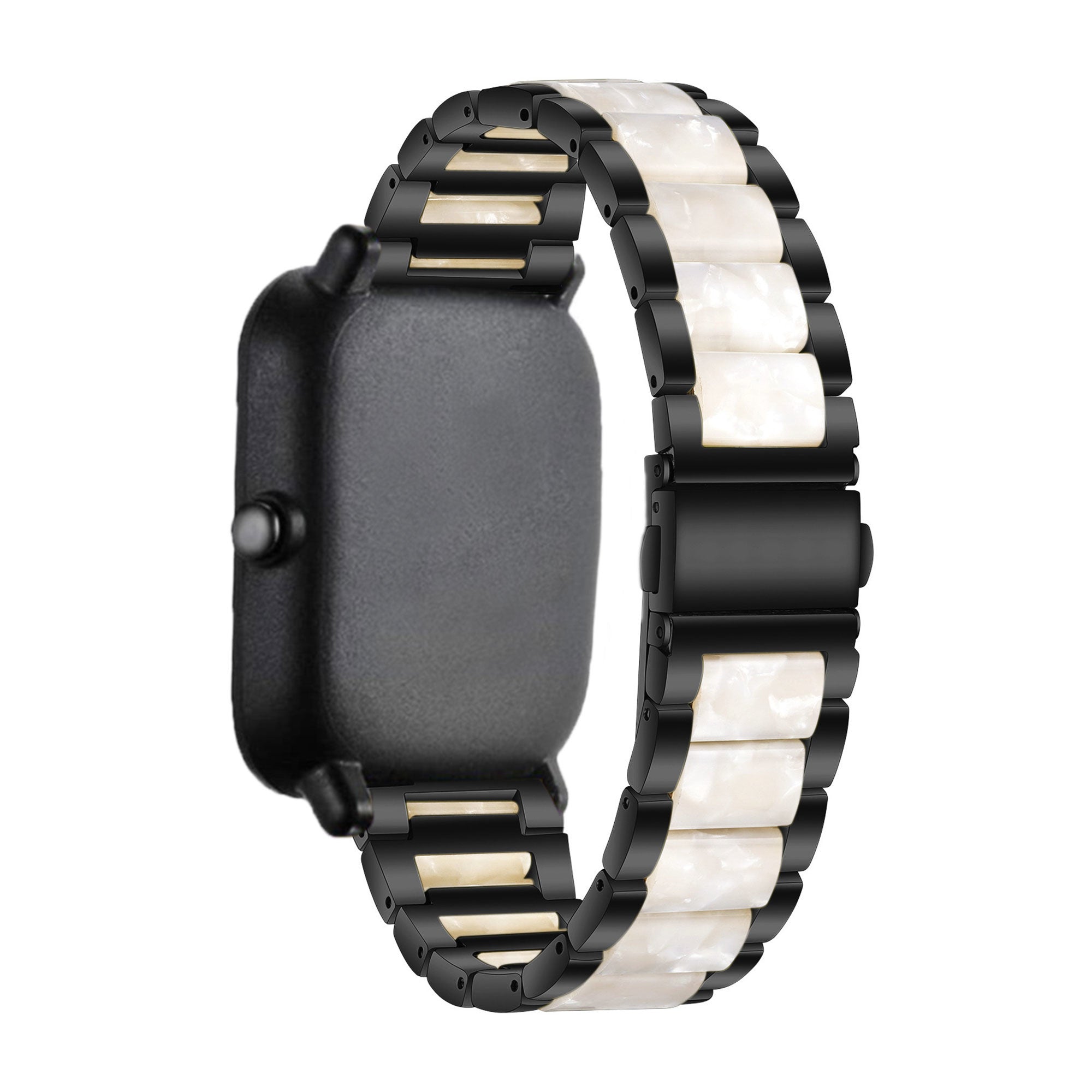 amazfit-bandje-stalen-resin-zwart-wit