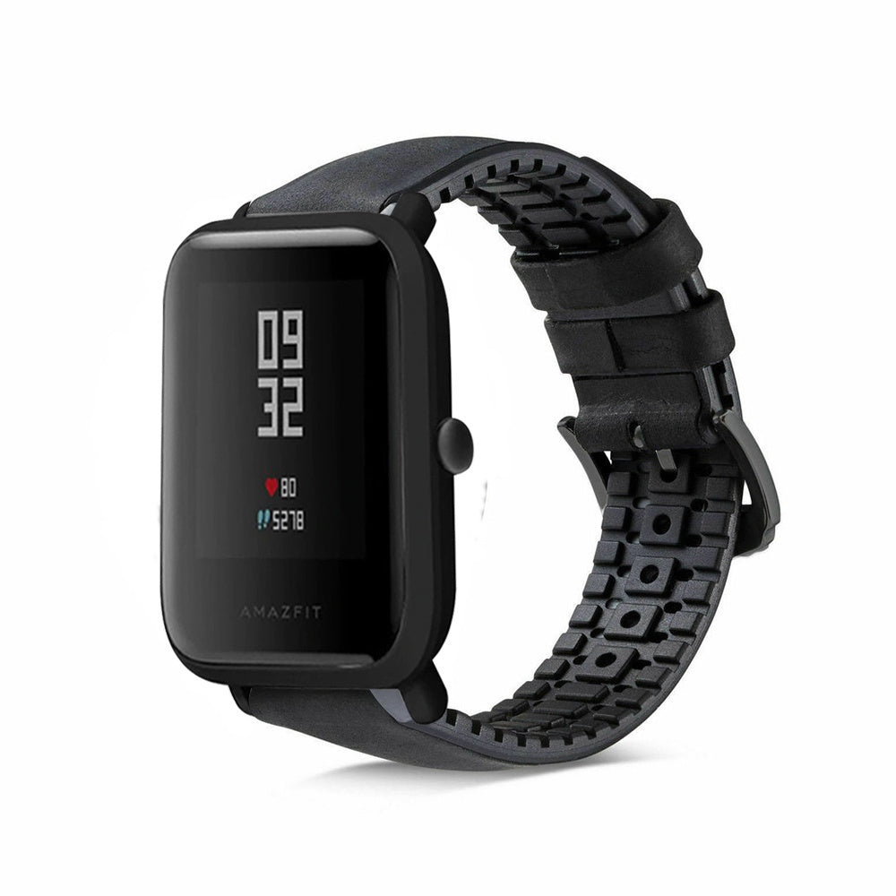 amazfit-bip-leren-siliconen-band-zwart