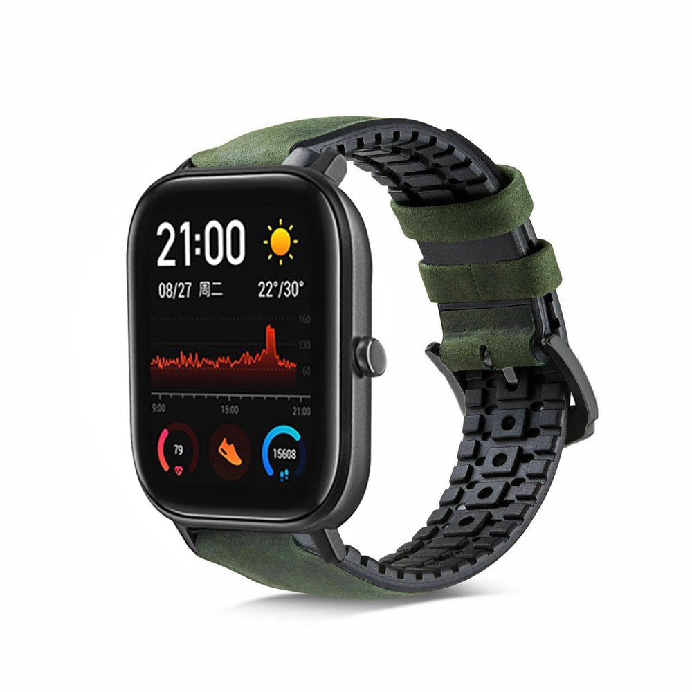 amazfit-bip-siliconen-leren-bandje-groen