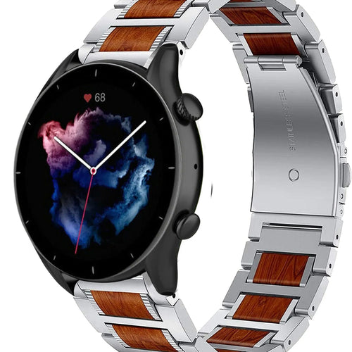 amazfit-gtr-3-stalen-houten-band-zilver